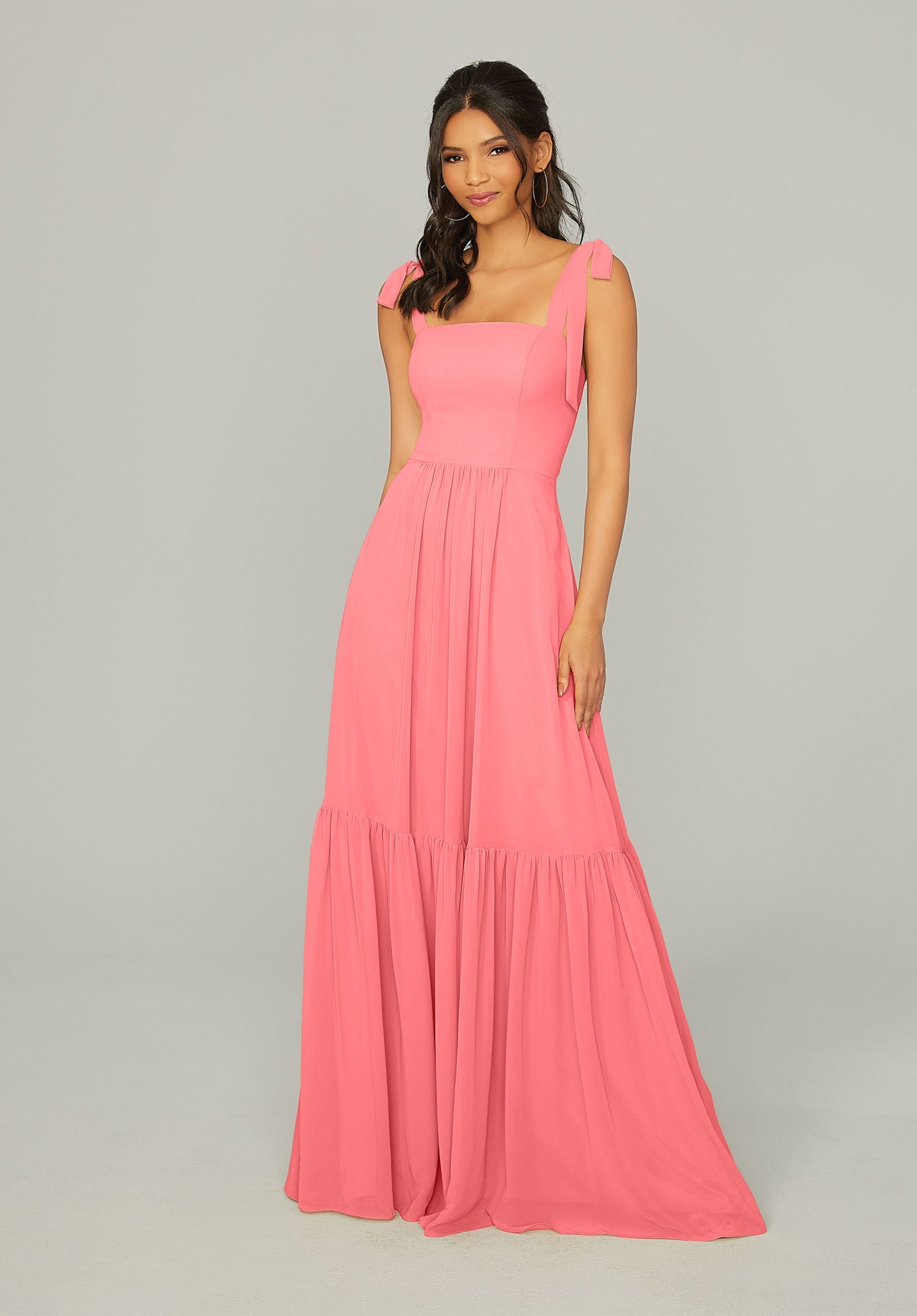 Formal Dresses Evening Long Ruffle Formal Dress MGNY Madeline Gardner New York 21753 Cantaloupe