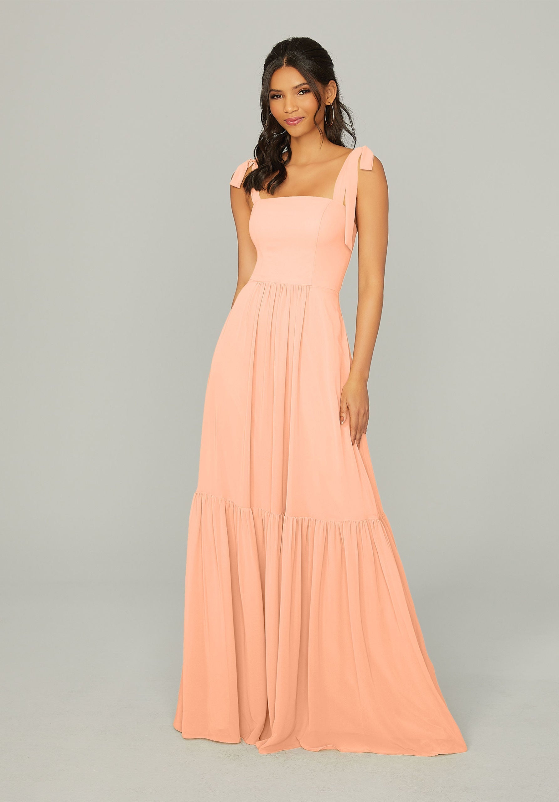 Formal Dresses Formal Long Ruffle Evening Dress MGNY Madeline Gardner New York 21753 Peach