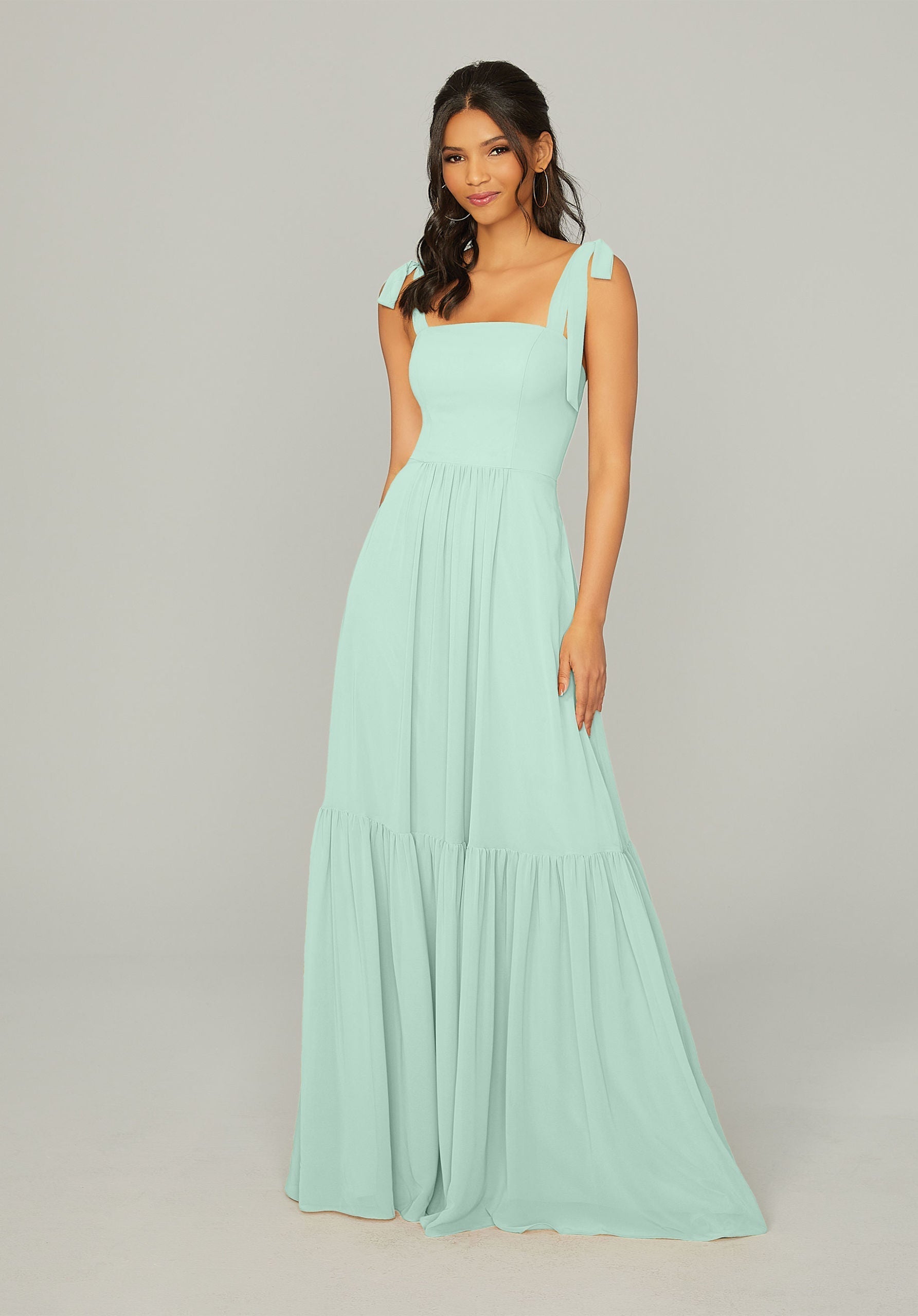 Formal Dresses Long Formal Ruffle Evening Dress MGNY Madeline Gardner New York 21753 Mint