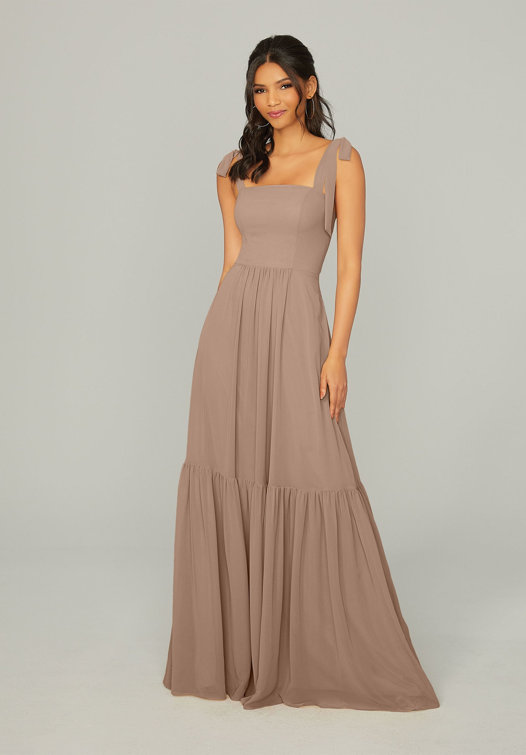 Formal Dresses Ruffle Formal Long Evening Dress MGNY Madeline Gardner New York 21753 Fawn