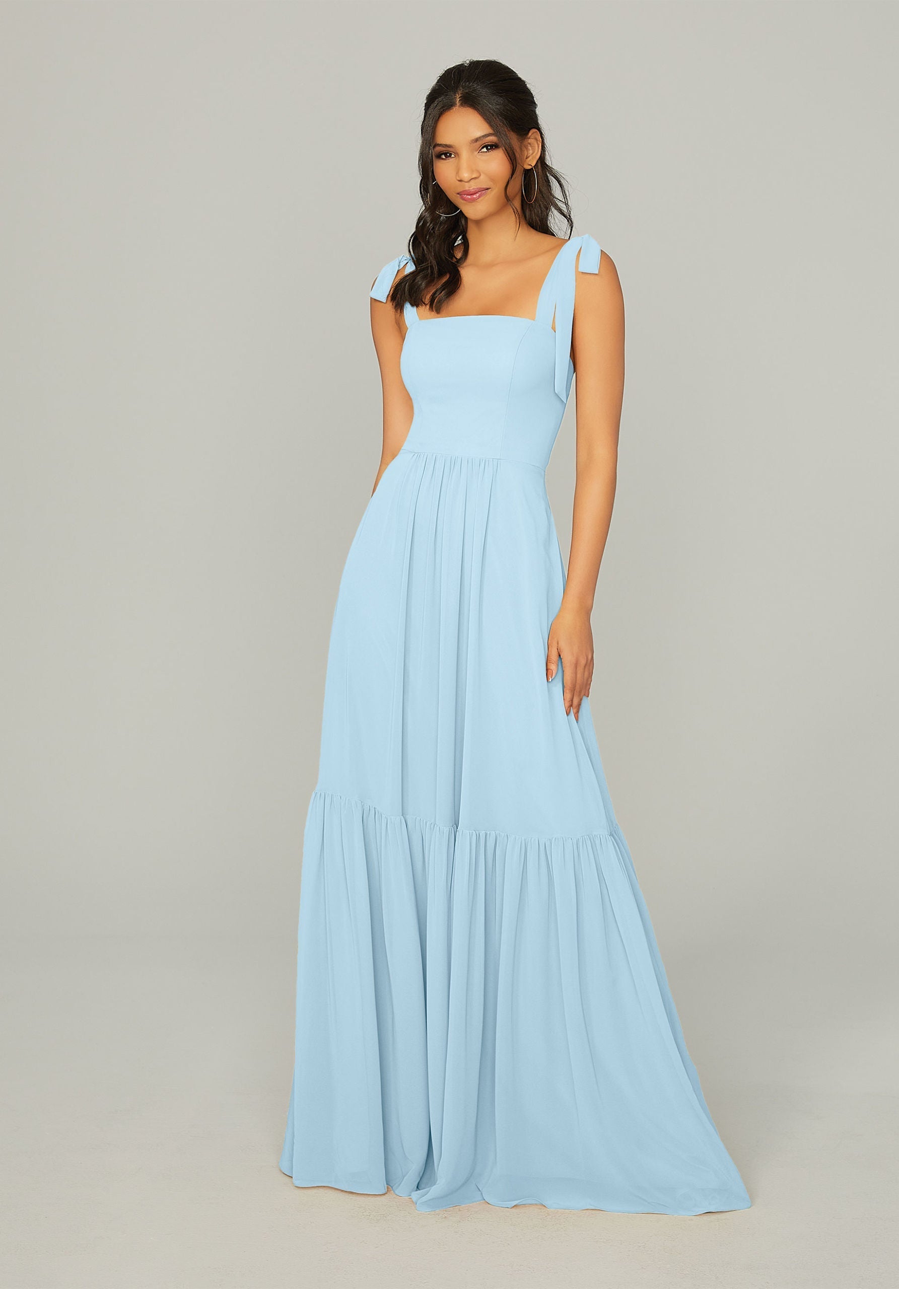 Formal Dresses Evening Ruffle Long Formal Dress MGNY Madeline Gardner New York 21753 Sky