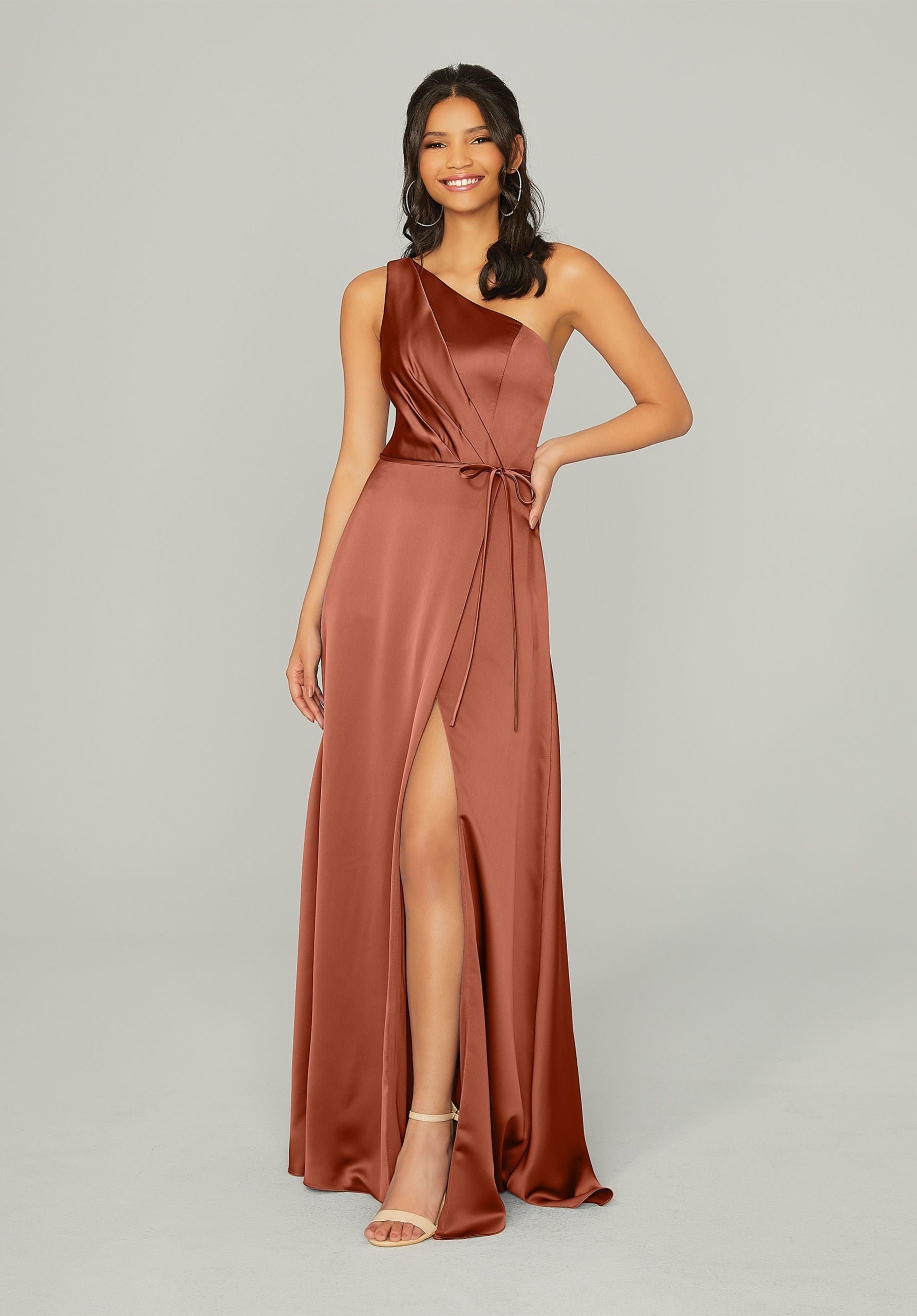 Formal Dresses Long A Line Formal Pleated Dress MGNY Madeline Gardner New York 21754 Spice