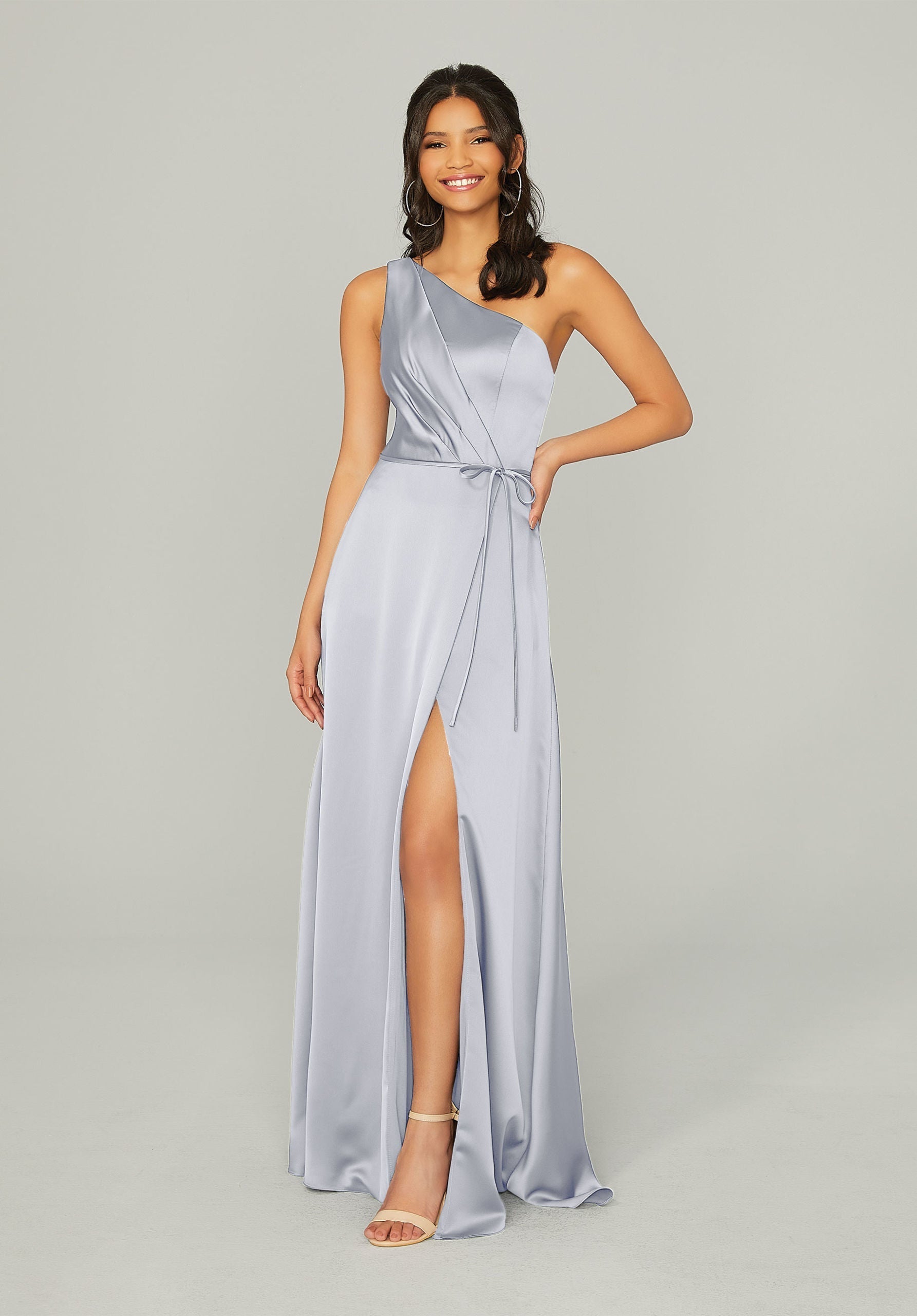 Formal Dresses A Line Long Pleated Formal Dress MGNY Madeline Gardner New York 21754 Fog