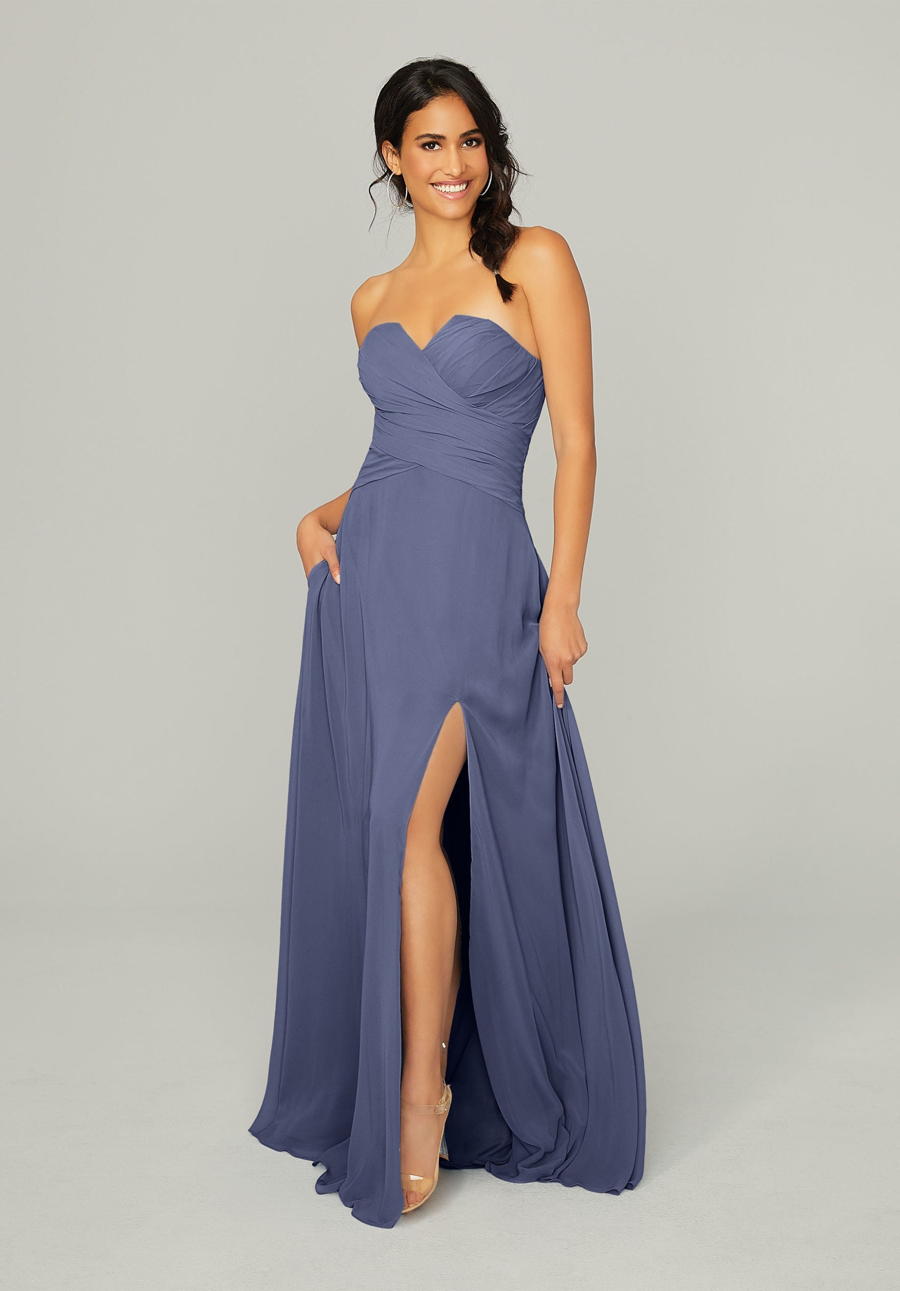 Formal Dresses Formal Slit Long Dress MGNY Madeline Gardner New York 21756 Dusk