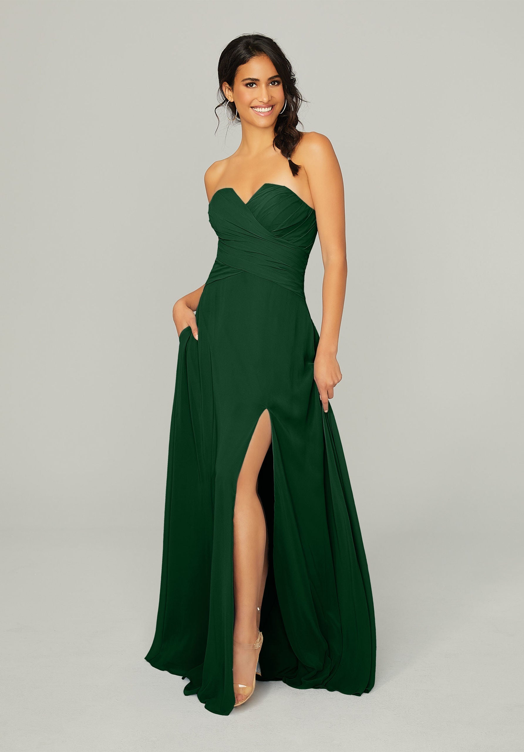 Formal Dresses Formal Slit Long Dress MGNY Madeline Gardner New York 21756 Emerald