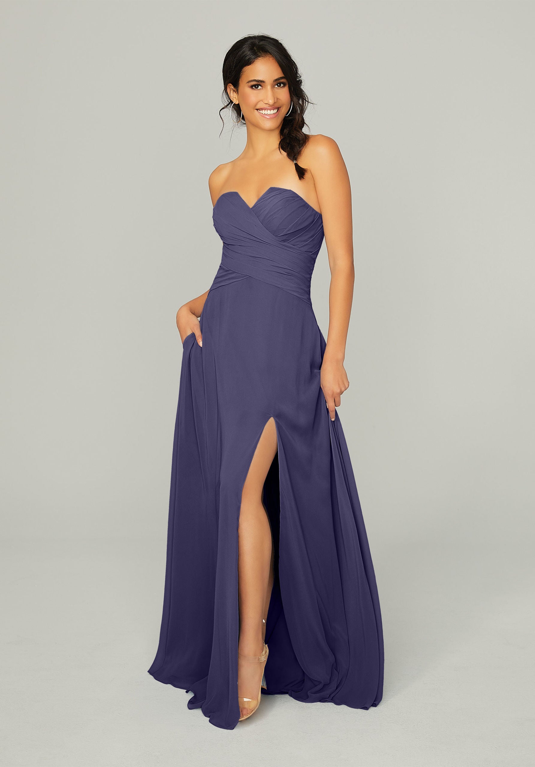 Formal Dresses Slit Formal Long Evening Dress MGNY Madeline Gardner New York 21756 Storm