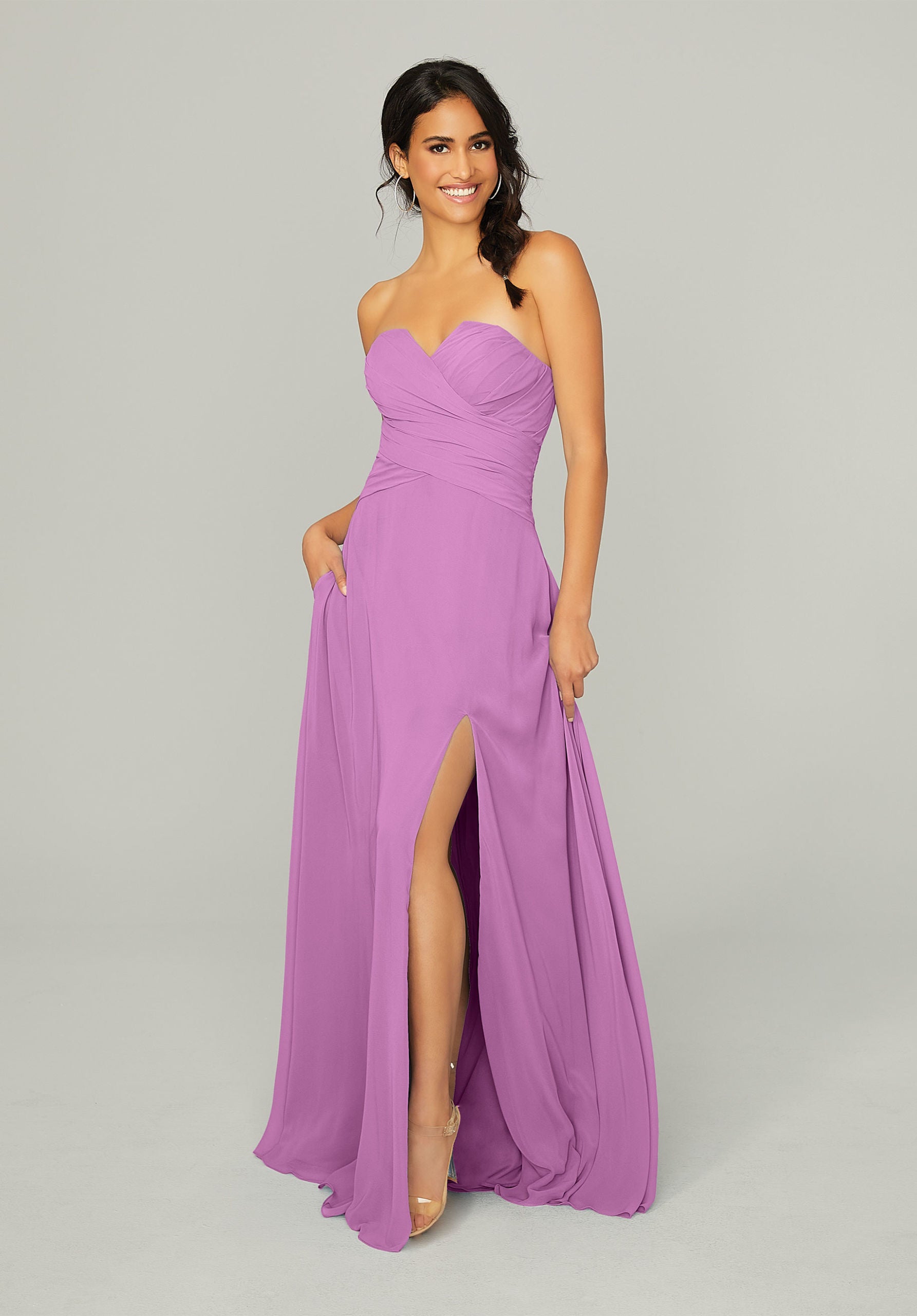 Formal Dresses Slit Long A Line Formal Dress MGNY Madeline Gardner New York 21756 Primrose