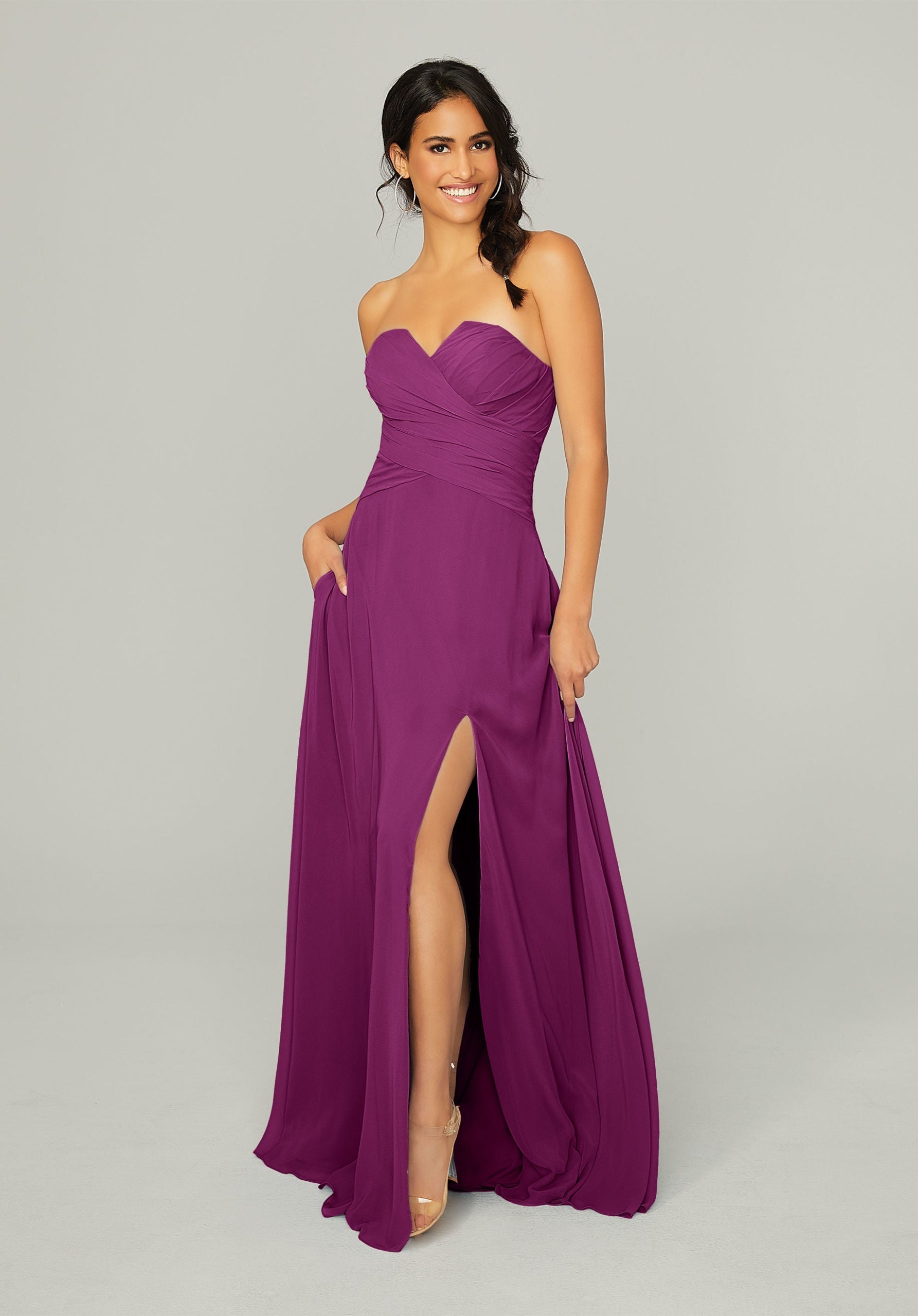 Formal Dresses Slit Long Formal Dress MGNY Madeline Gardner New York 21756 Mulberry