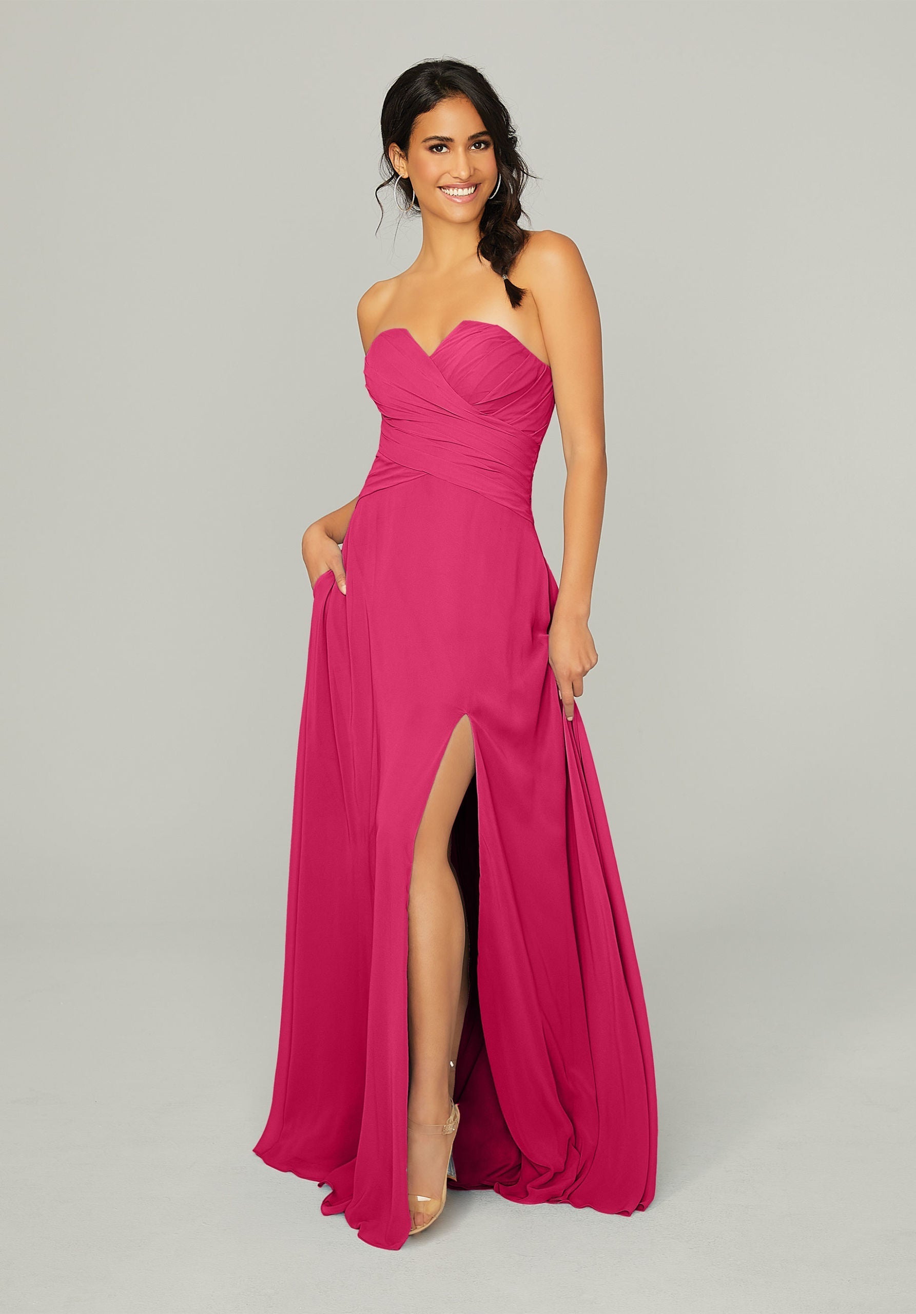 Formal Dresses Long Formal Pleated Dress MGNY Madeline Gardner New York 21756 Berry
