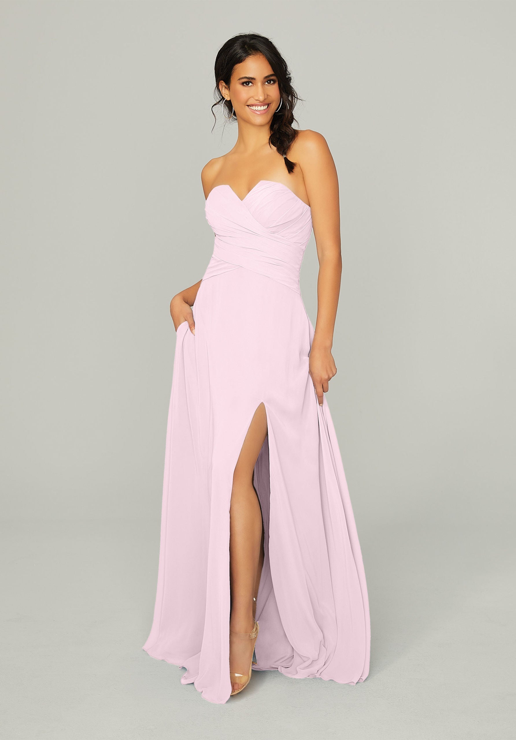 Formal Dresses Long Formal Pleated Dress MGNY Madeline Gardner New York 21756 Blossom