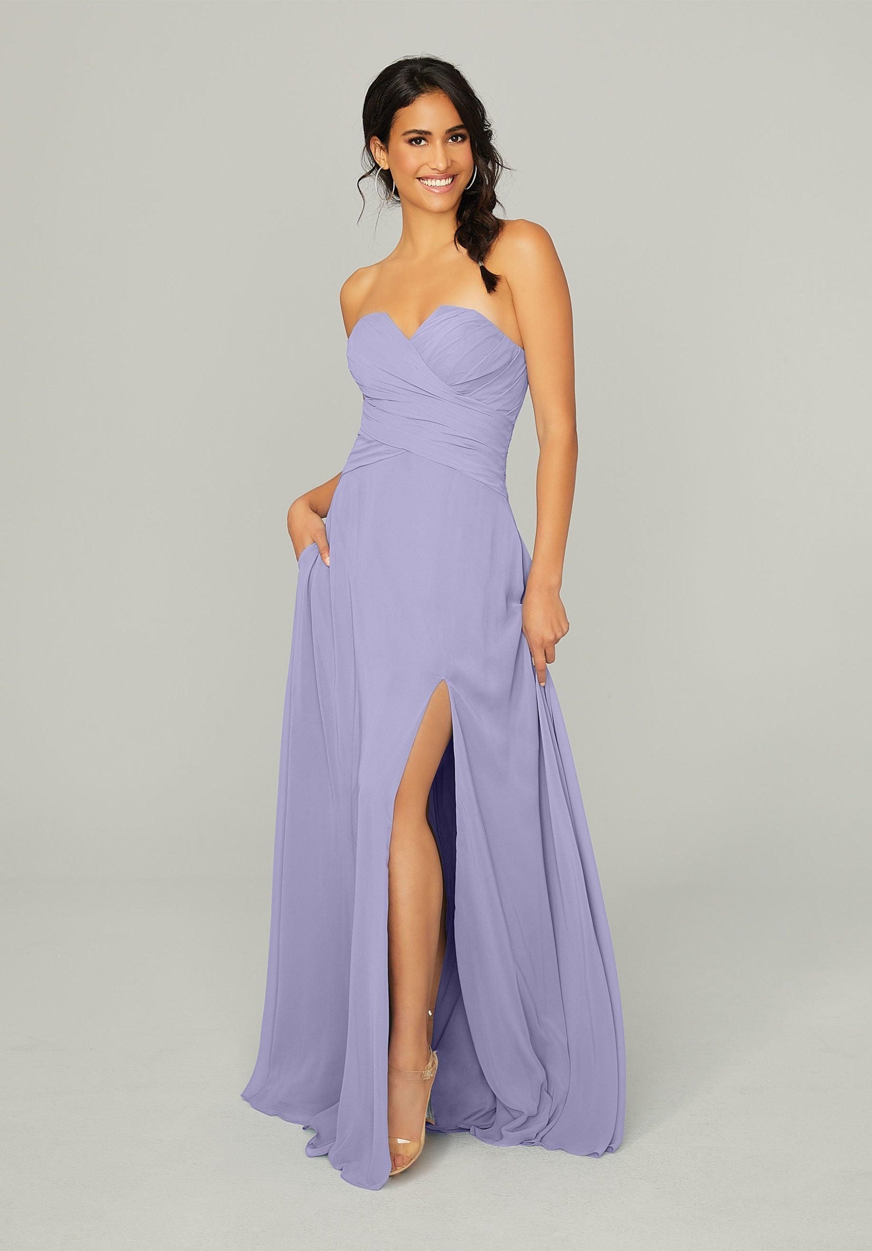 Formal Dresses Slit Formal Long Evening Dress MGNY Madeline Gardner New York 21756 Violet