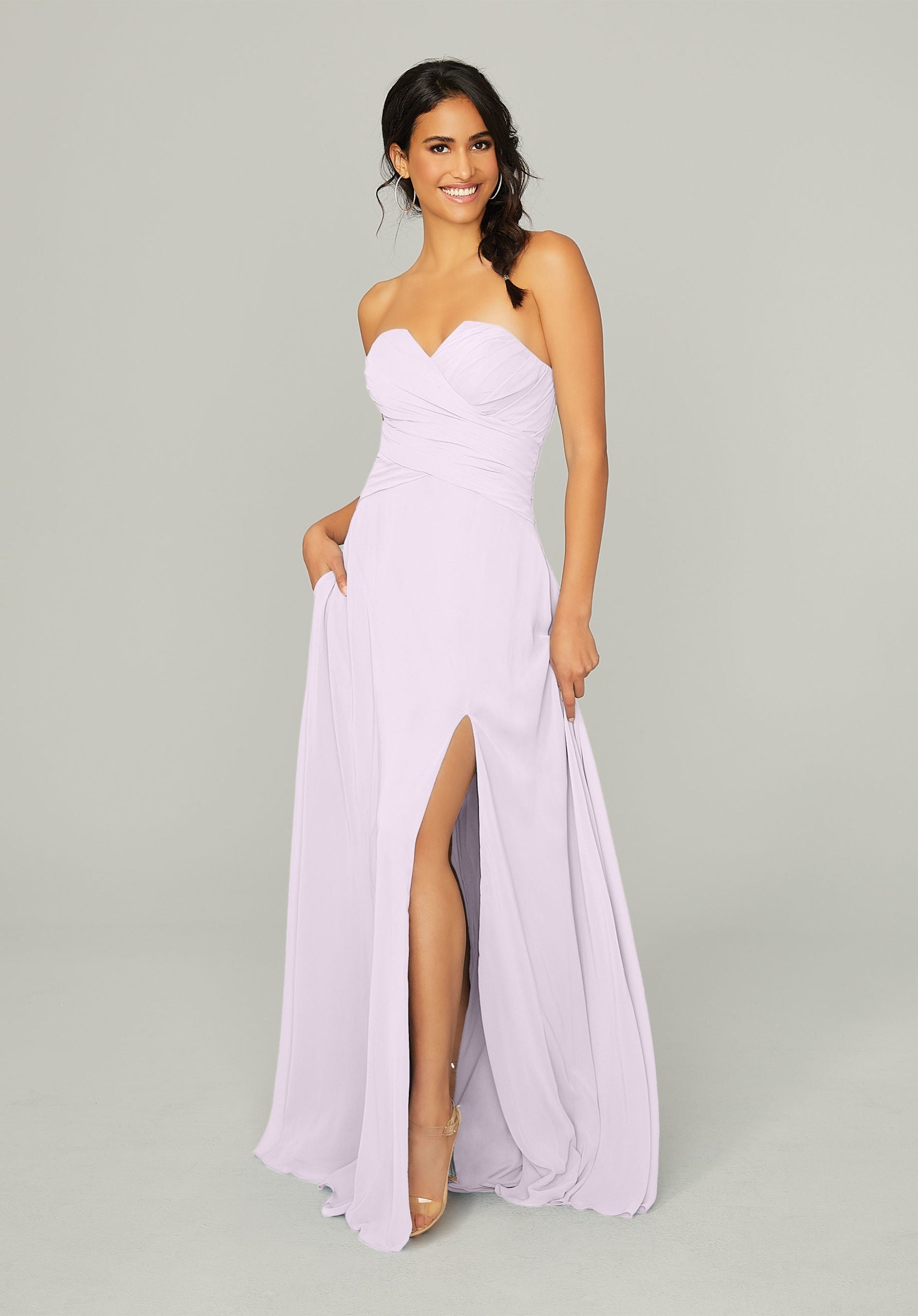 Formal Dresses Slit Formal Long Evening Dress MGNY Madeline Gardner New York 21756 Wisteria