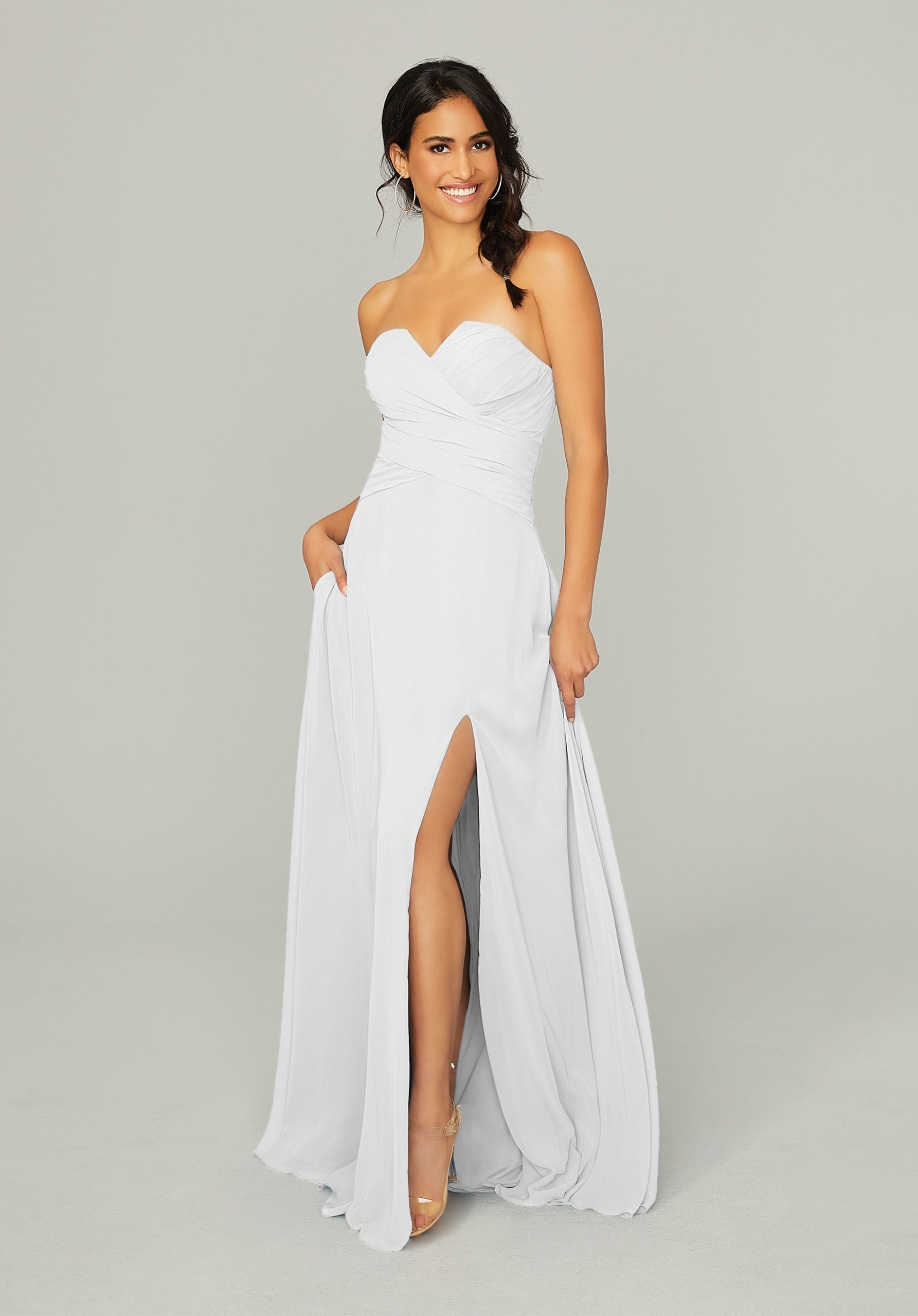 Wedding Dresses Slit Bridal Long Wedding Dress MGNY Madeline Gardner New York 21756 White