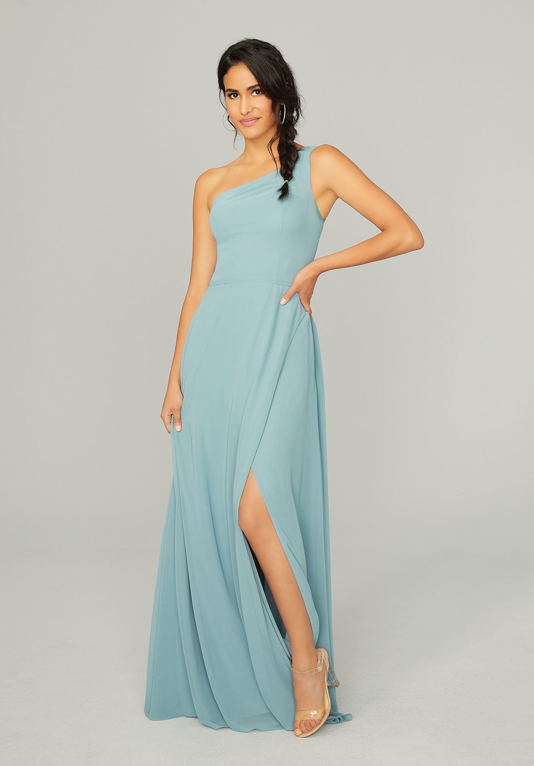 Formal Dresses Formal Slit A Line Long Dress MGNY Madeline Gardner New York 21758 Deep Sea