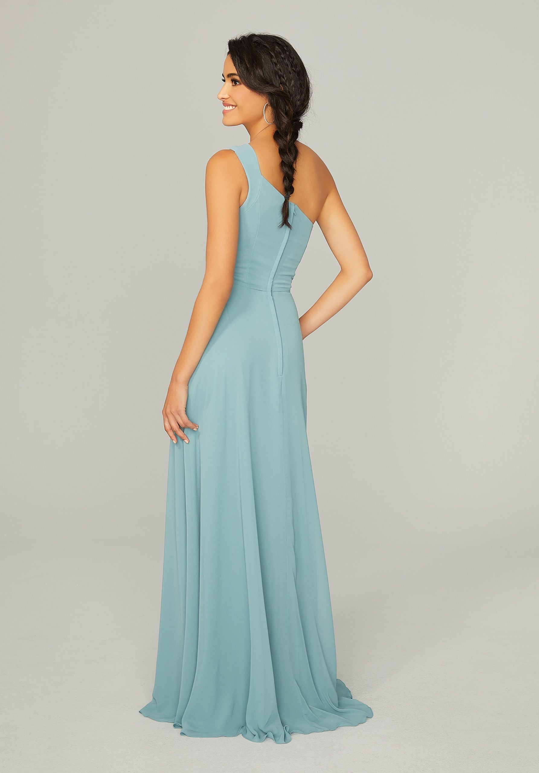 Formal Dresses Formal Slit A Line Long Dress MGNY Madeline Gardner New York 21758 Deep Sea