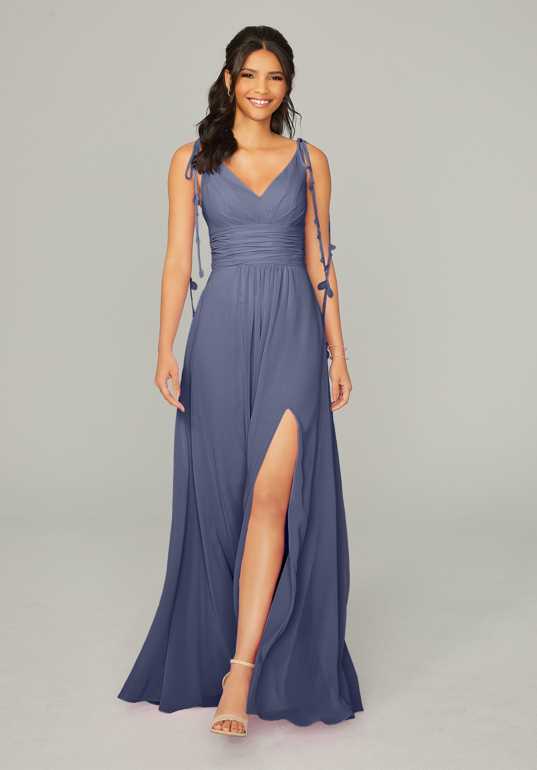 Formal Dresses A Line Long Formal Slit Dress MGNY Madeline Gardner New York 21759 Dusk