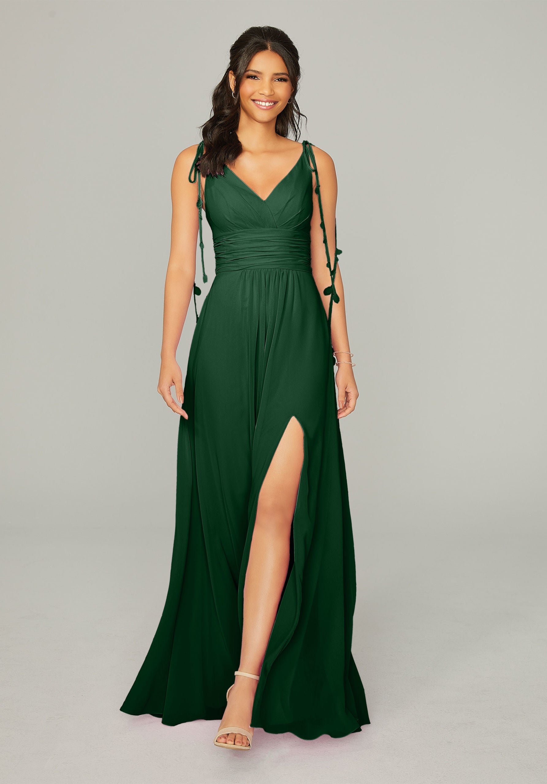 Formal Dresses A Line Long Formal Slit Dress MGNY Madeline Gardner New York 21759 Emerald
