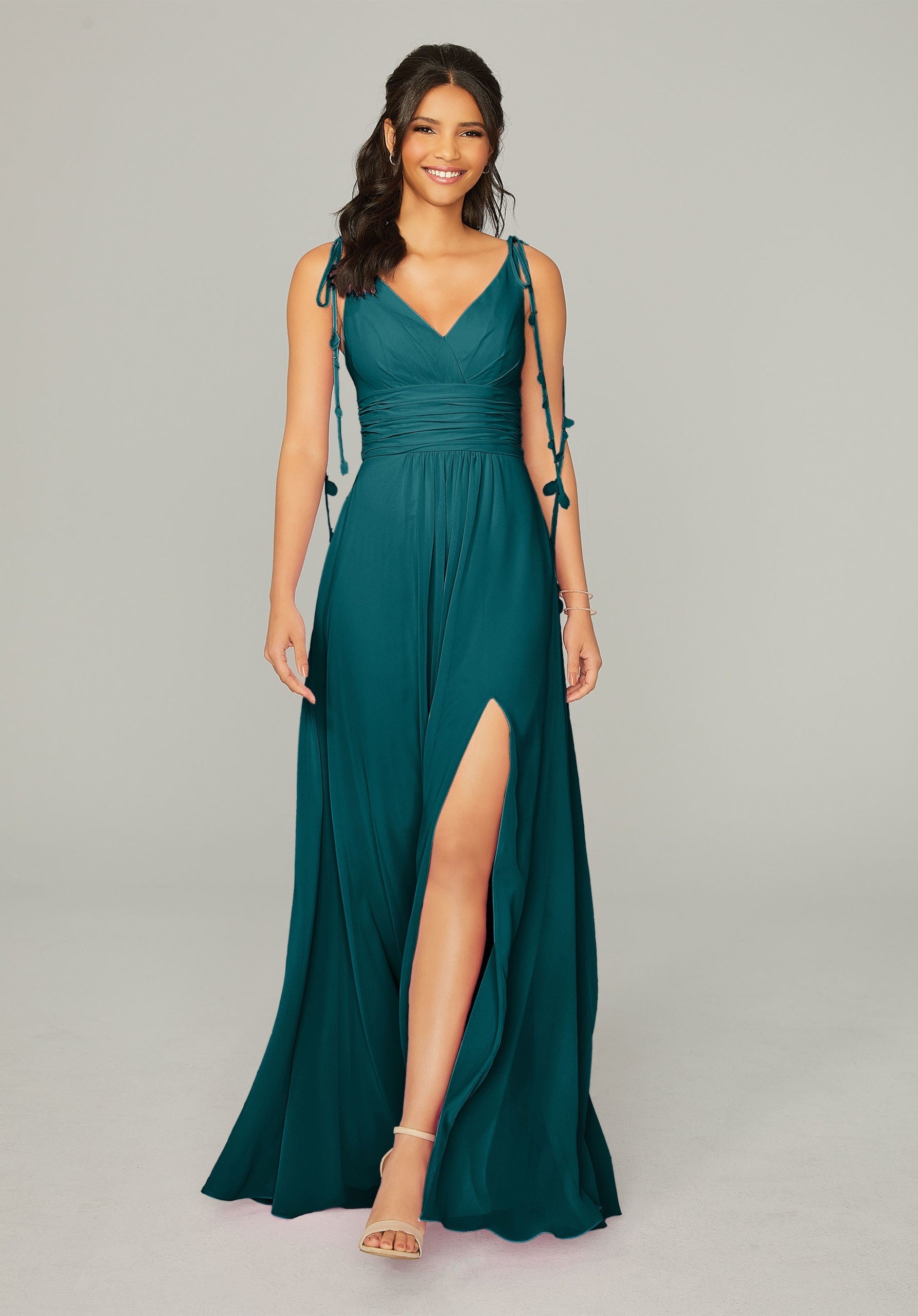 Formal Dresses Formal Long Slit A Line Dress MGNY Madeline Gardner New York 21759 Teal
