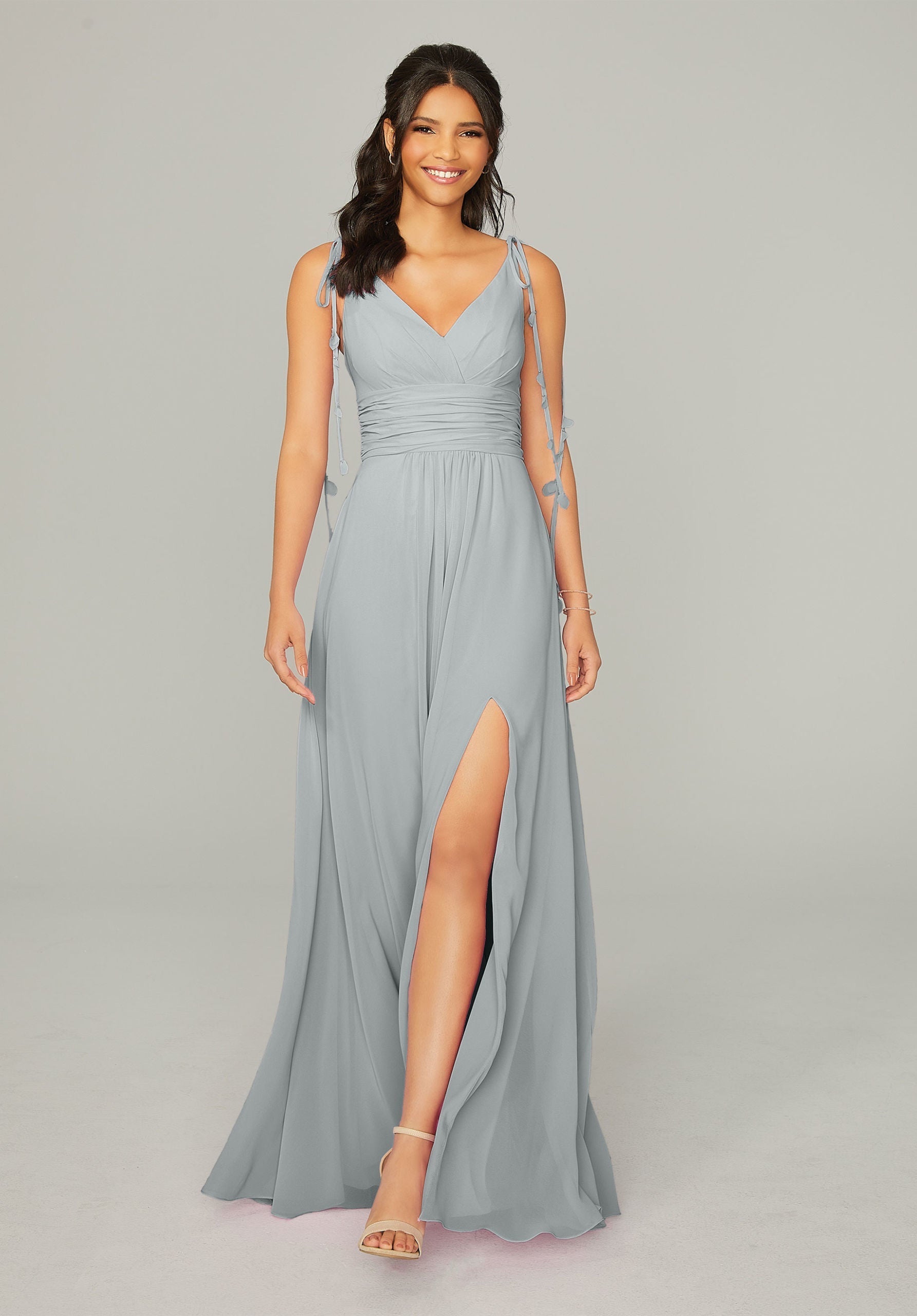 Formal Dresses Long A Line Formal Slit Dress MGNY Madeline Gardner New York 21759 Dove