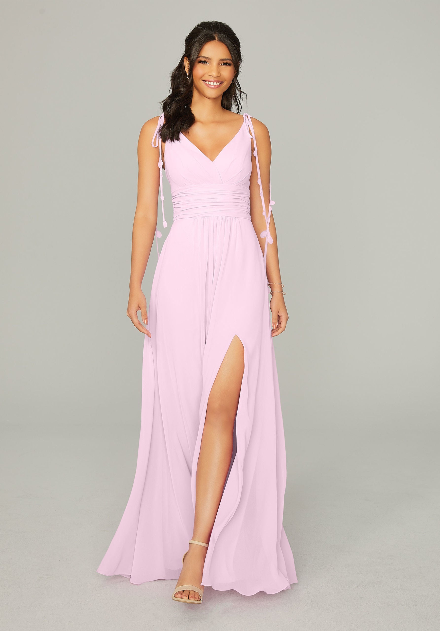 Formal Dresses Long Formal A Line Slit Dress MGNY Madeline Gardner New York 21759 Blossom