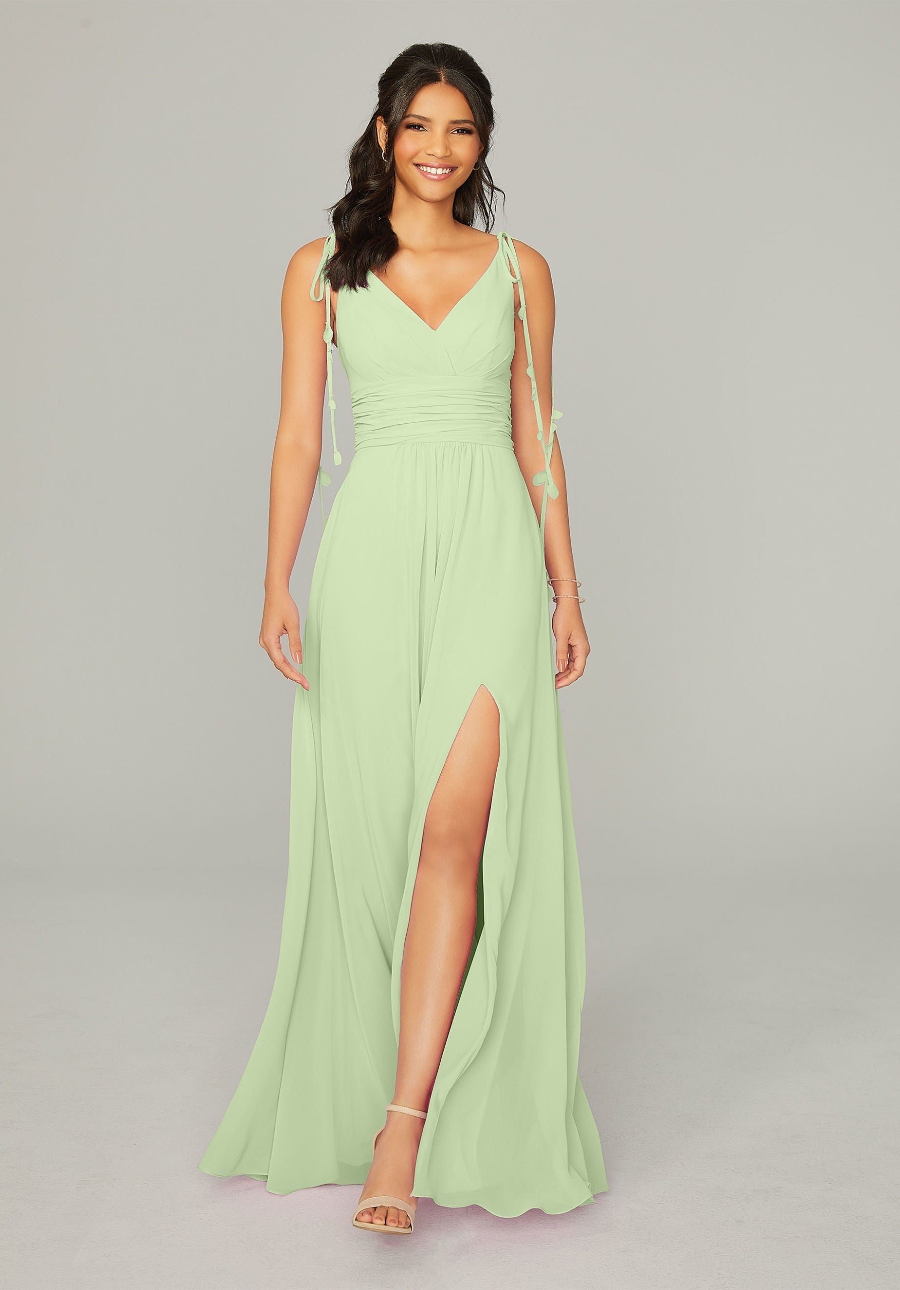 Formal Dresses A Line Formal Long Slit Dress MGNY Madeline Gardner New York 21759 Sage