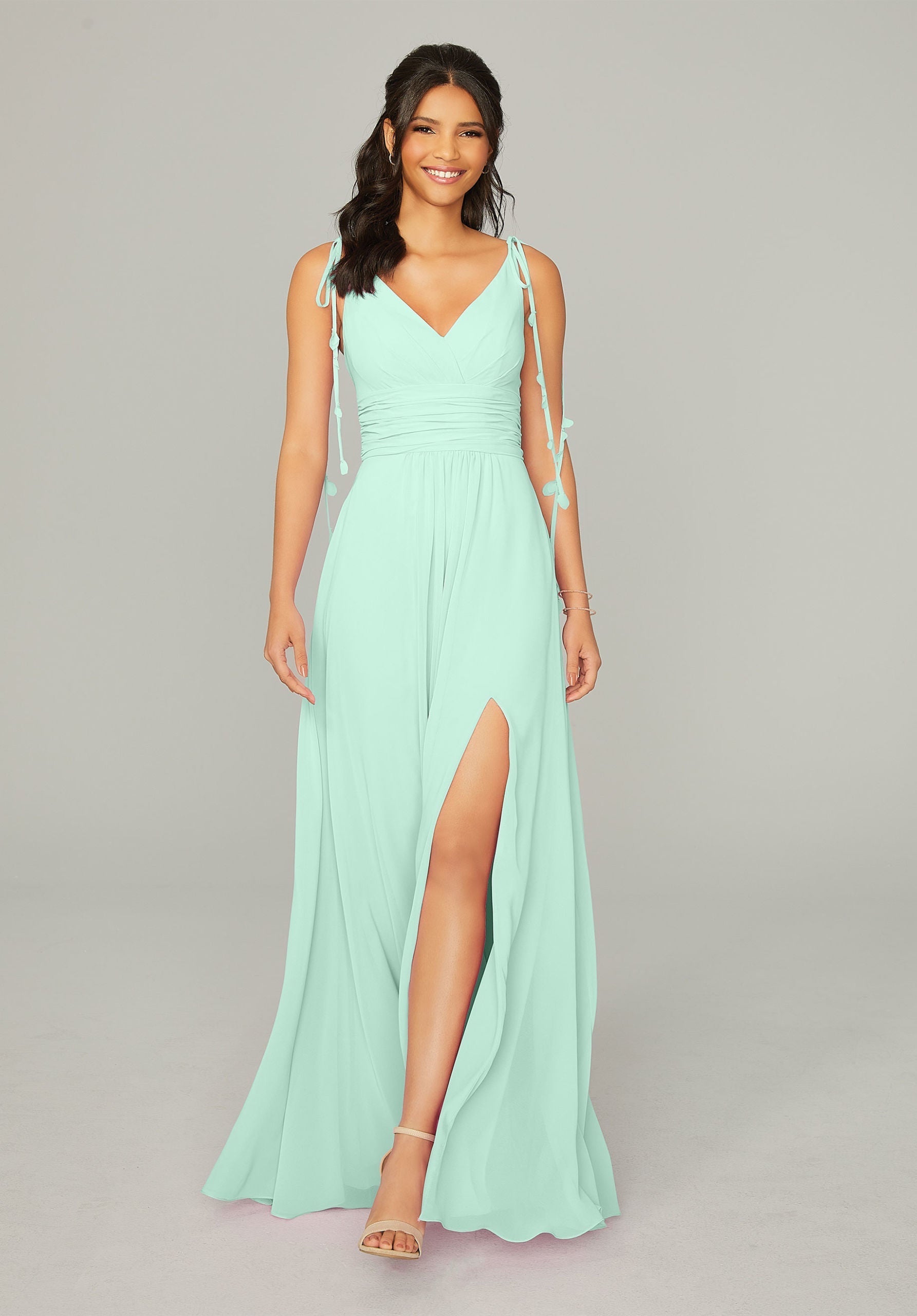 Formal Dresses Formal A Line Long Slit Dress MGNY Madeline Gardner New York 21759 Mint