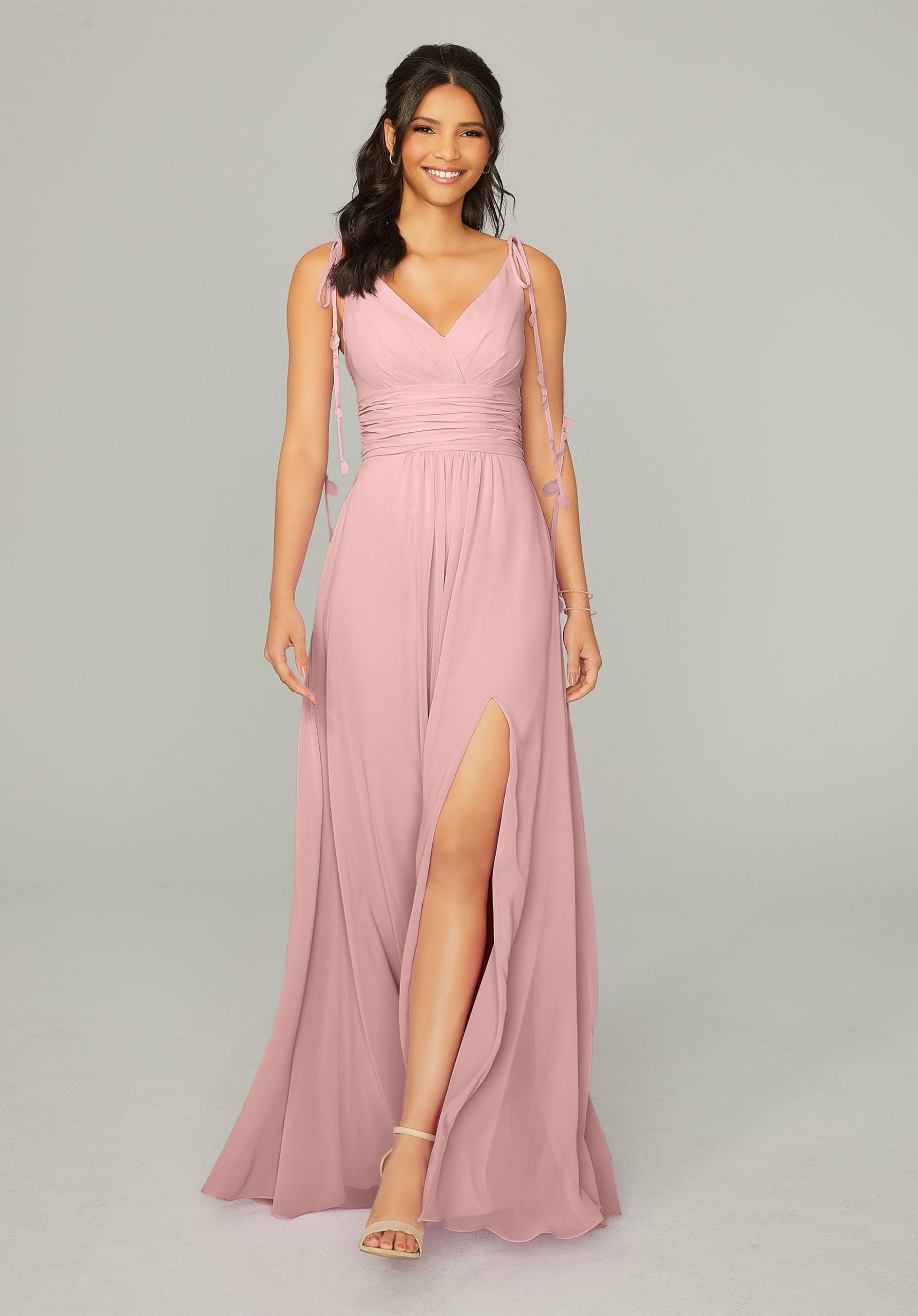 Formal Dresses Long A Line Formal Slit Dress MGNY Madeline Gardner New York 21759 Desert Rose