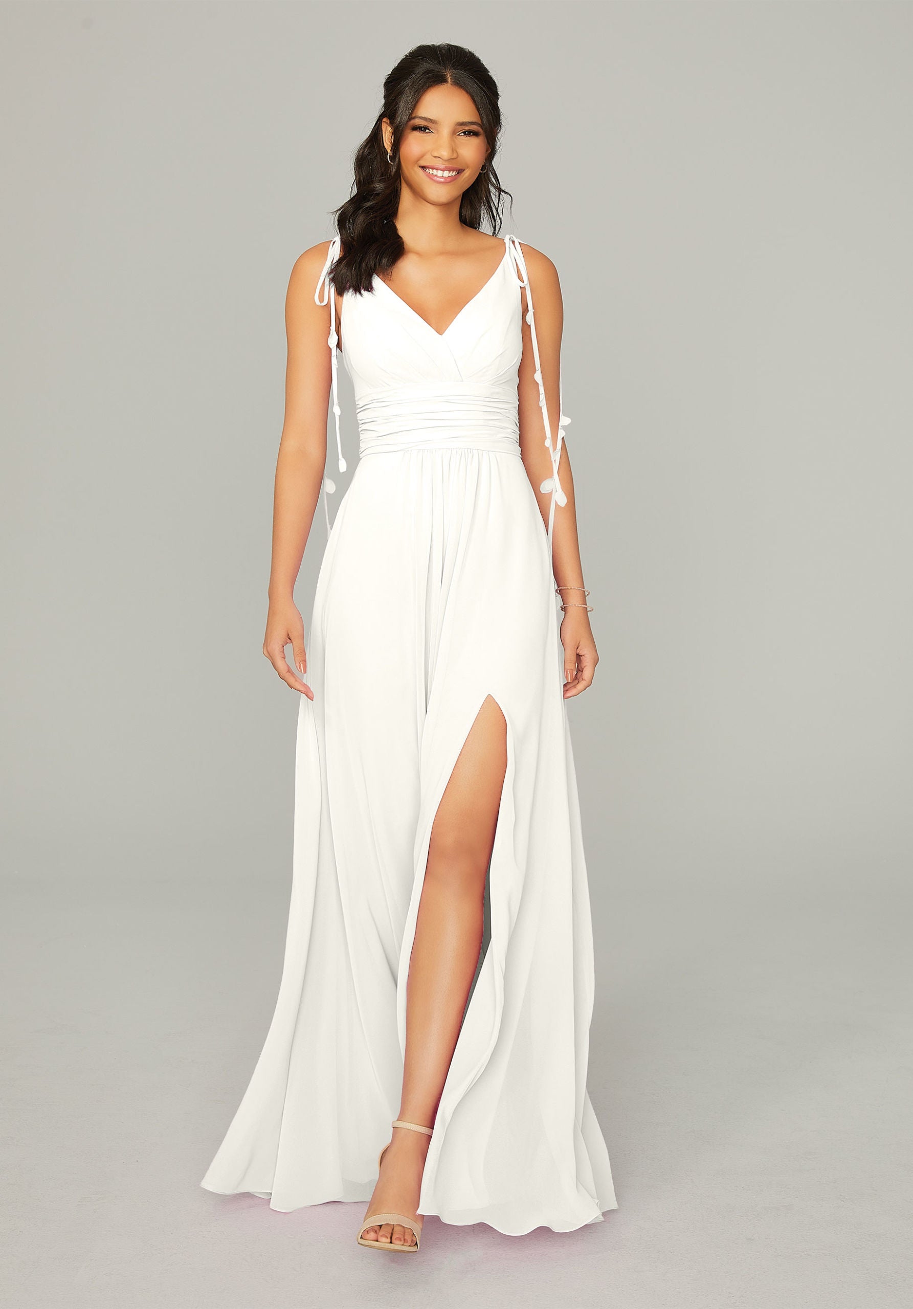 Wedding Dresses Slit Long A Line Wedding Dress MGNY Madeline Gardner New York 21759 Ivory