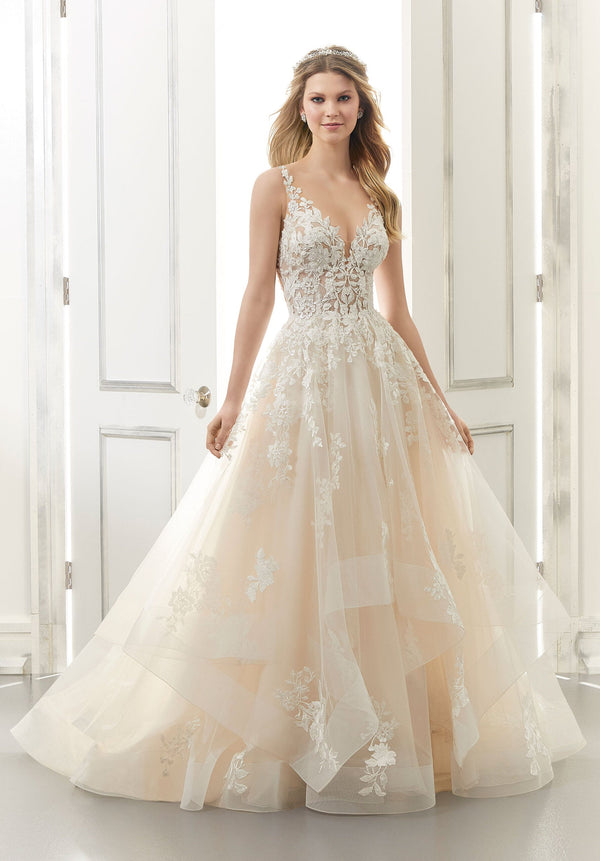 Long A Line Bridal Wedding Dress MGNY Madeline Gardner New York 2176