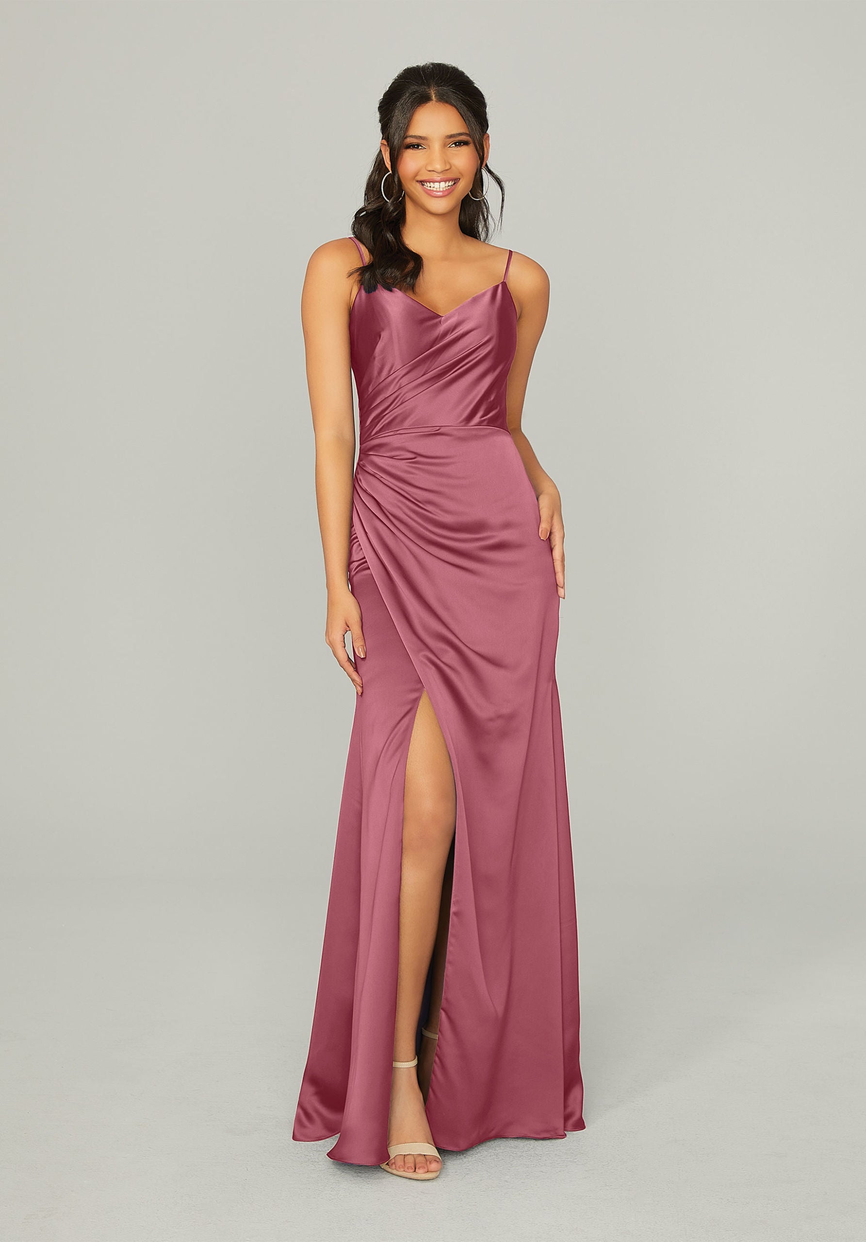 Formal Dresses Formal A Line Slit Long Dress MGNY Madeline Gardner New York 21761 Rosewood