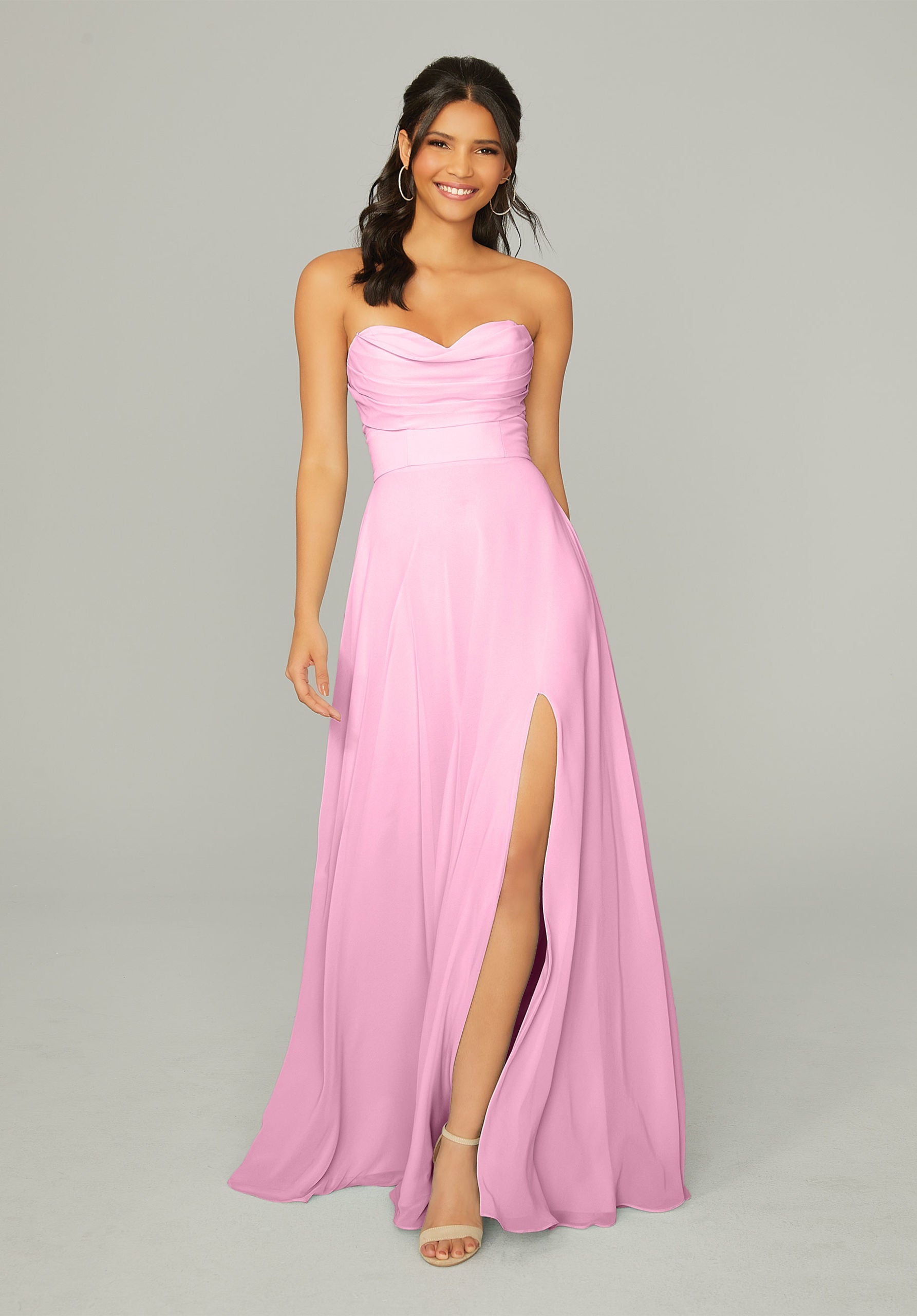 Formal Dresses Long Formal Pleated Slit A Line Dress MGNY Madeline Gardner New York 21766 Bloom