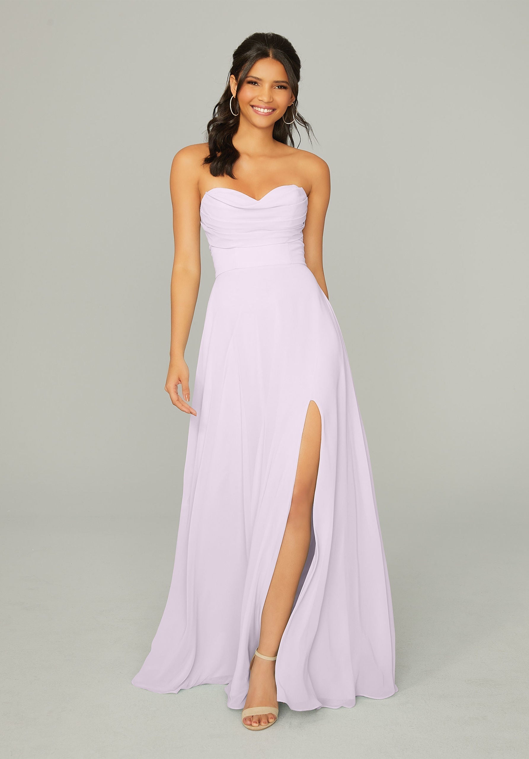 Formal Dresses Long Pleated A Line Formal Slit Dress MGNY Madeline Gardner New York 21766 Wisteria