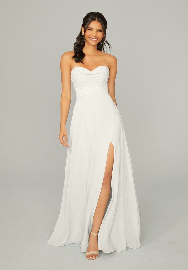 Bridal Pleated Long A Line Dress MGNY Madeline Gardner New York 21766