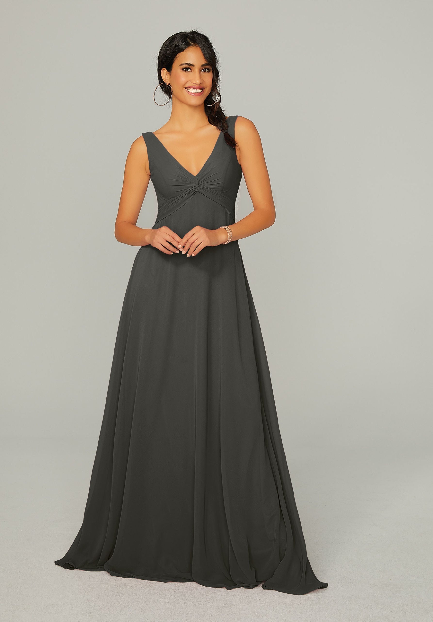 Formal Dresses A Line Formal Long Dress MGNY Madeline Gardner New York 21767 Charcoal