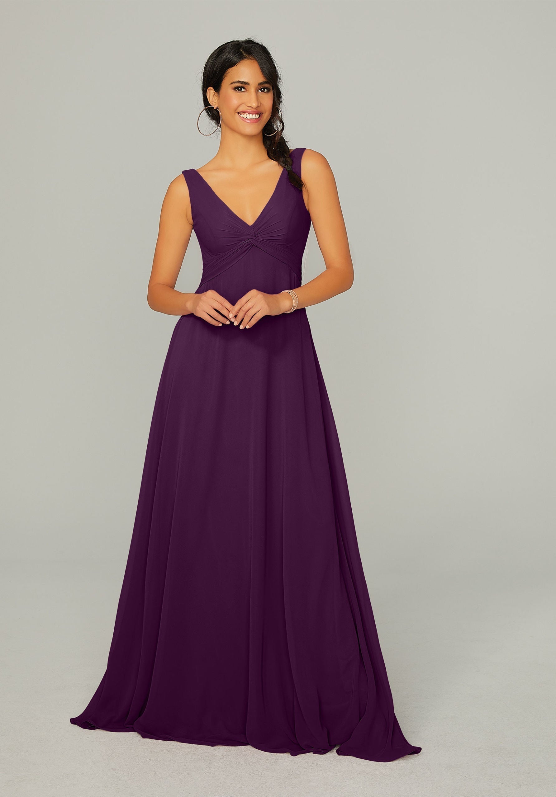 Formal Dresses Formal Long A Line Dress MGNY Madeline Gardner New York 21767 Eggplant