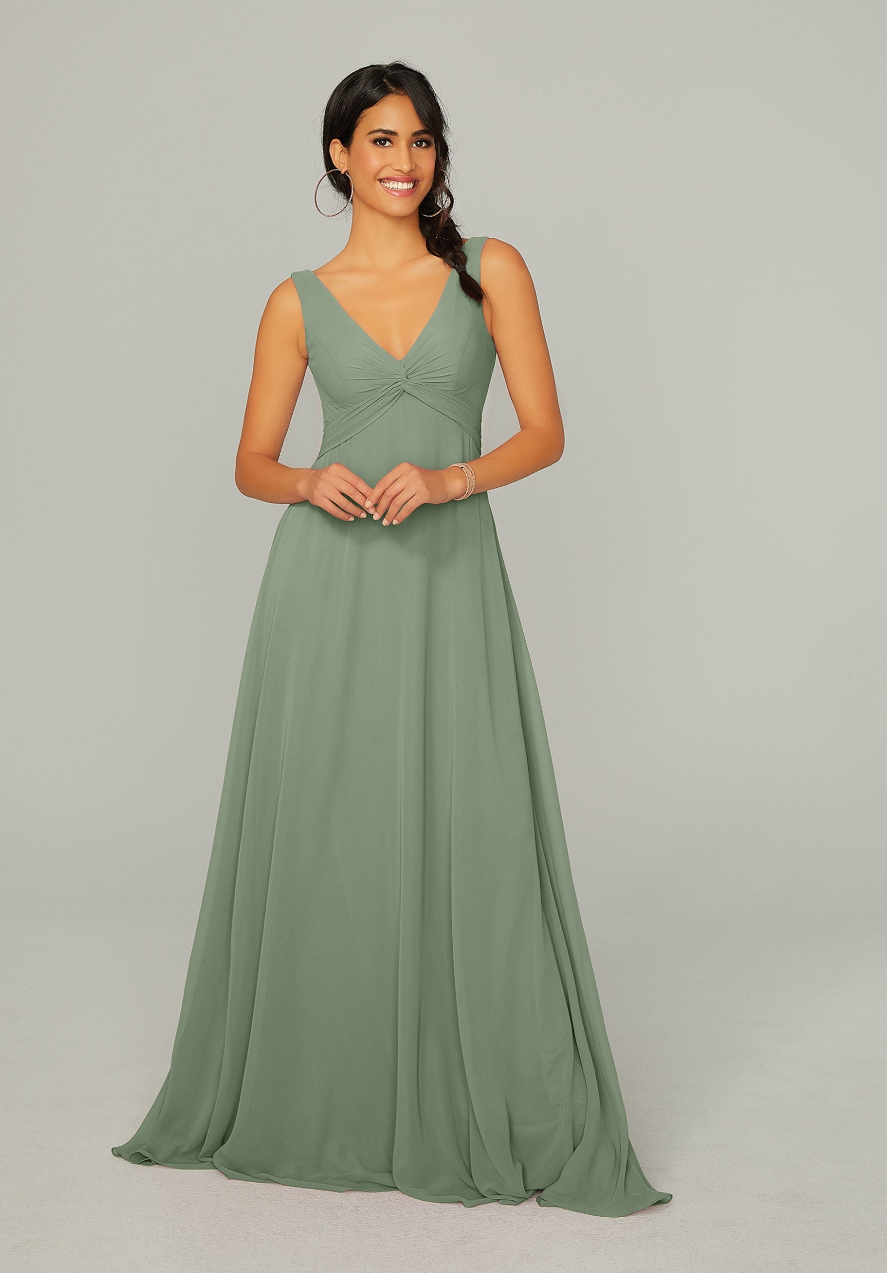 Formal Dresses A Line Long Formal Dress MGNY Madeline Gardner New York 21767 Moss