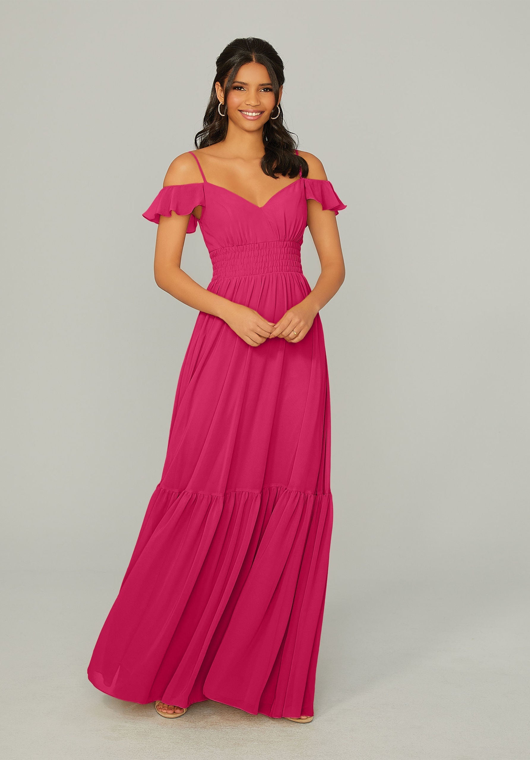 Formal Dresses Ruffle A Line Long Formal Dress MGNY Madeline Gardner New York 21768 Berry