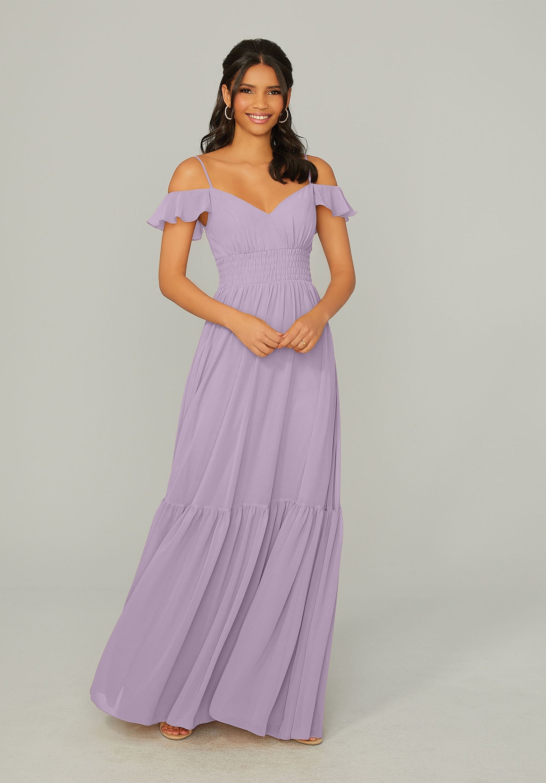 Formal Dresses Formal Ruffle A Line Long Dress MGNY Madeline Gardner New York 21768 French Lilac