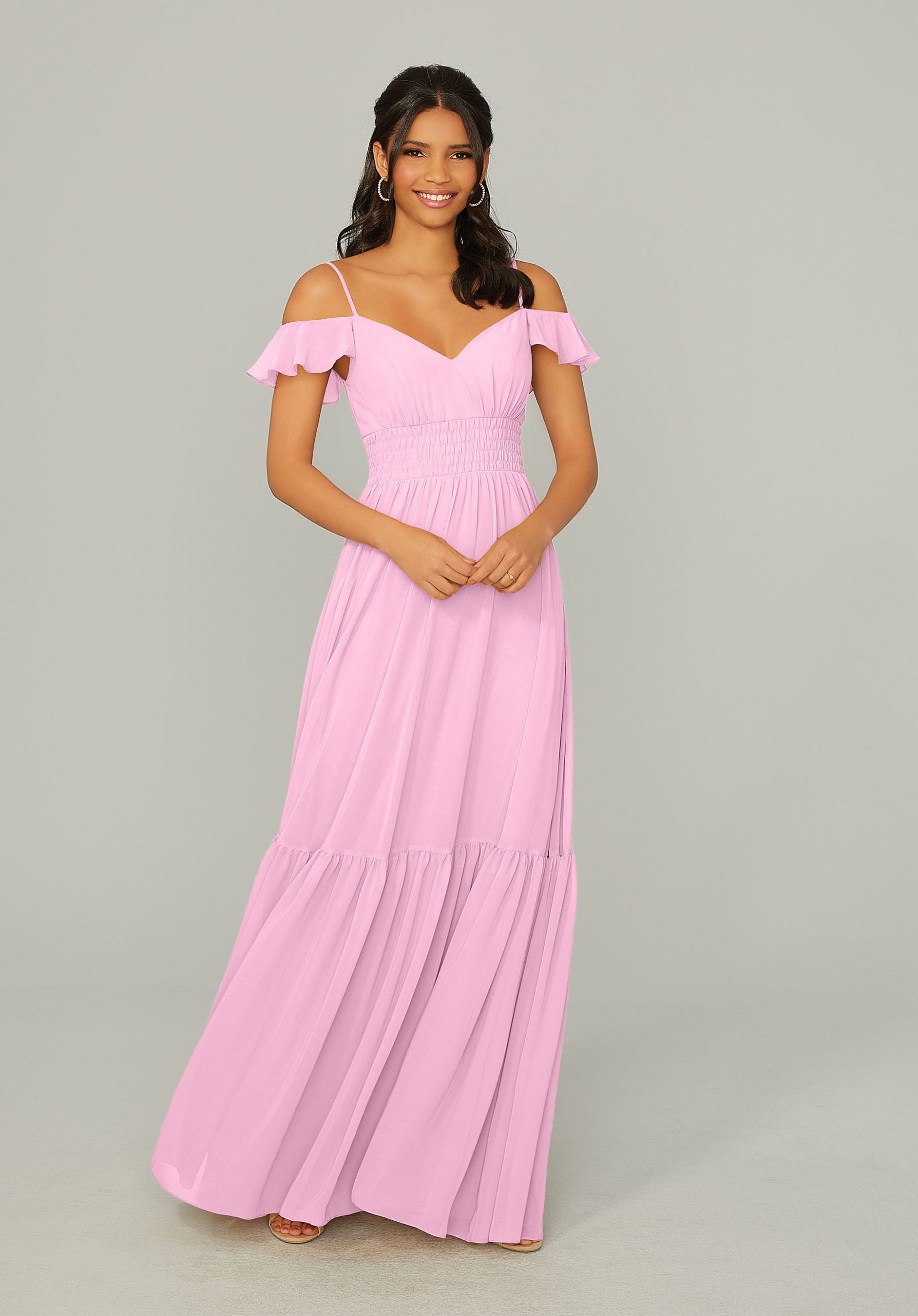 Formal Dresses Long Formal Ruffle A Line Dress MGNY Madeline Gardner New York 21768 Peony