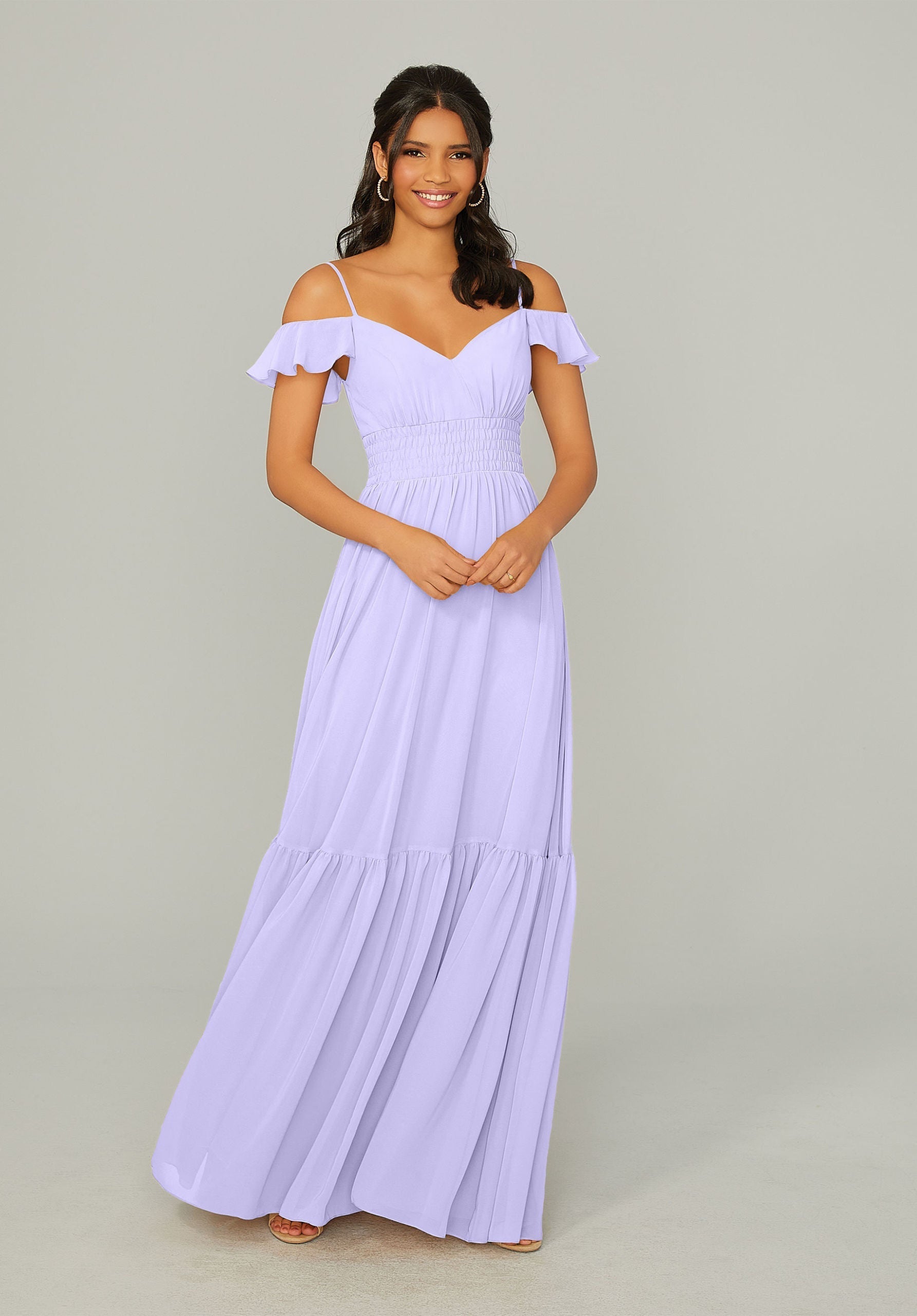 Formal Dresses Ruffle Long A Line Formal Dress MGNY Madeline Gardner New York 21768 Violet