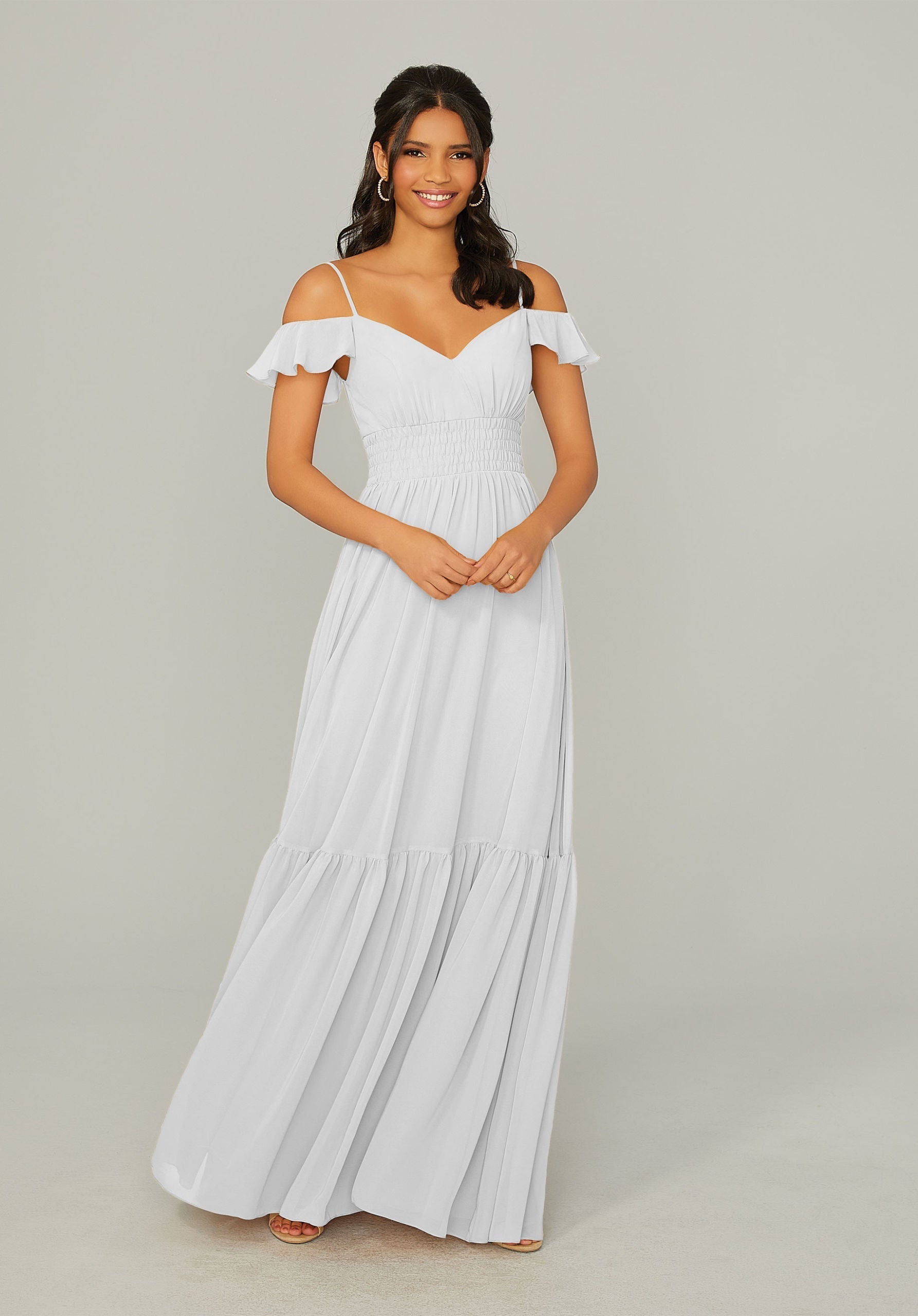Wedding Dresses A Line Long Ruffle Wedding Dress MGNY Madeline Gardner New York 21768 White