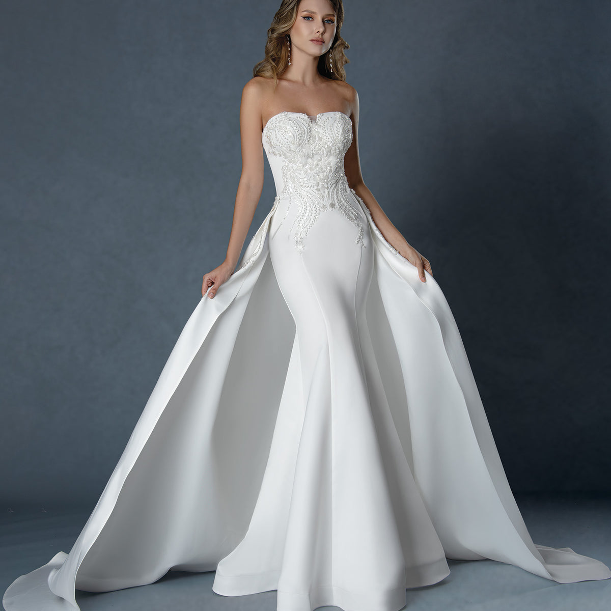 Long A Line Lace Beaded Wedding Dress