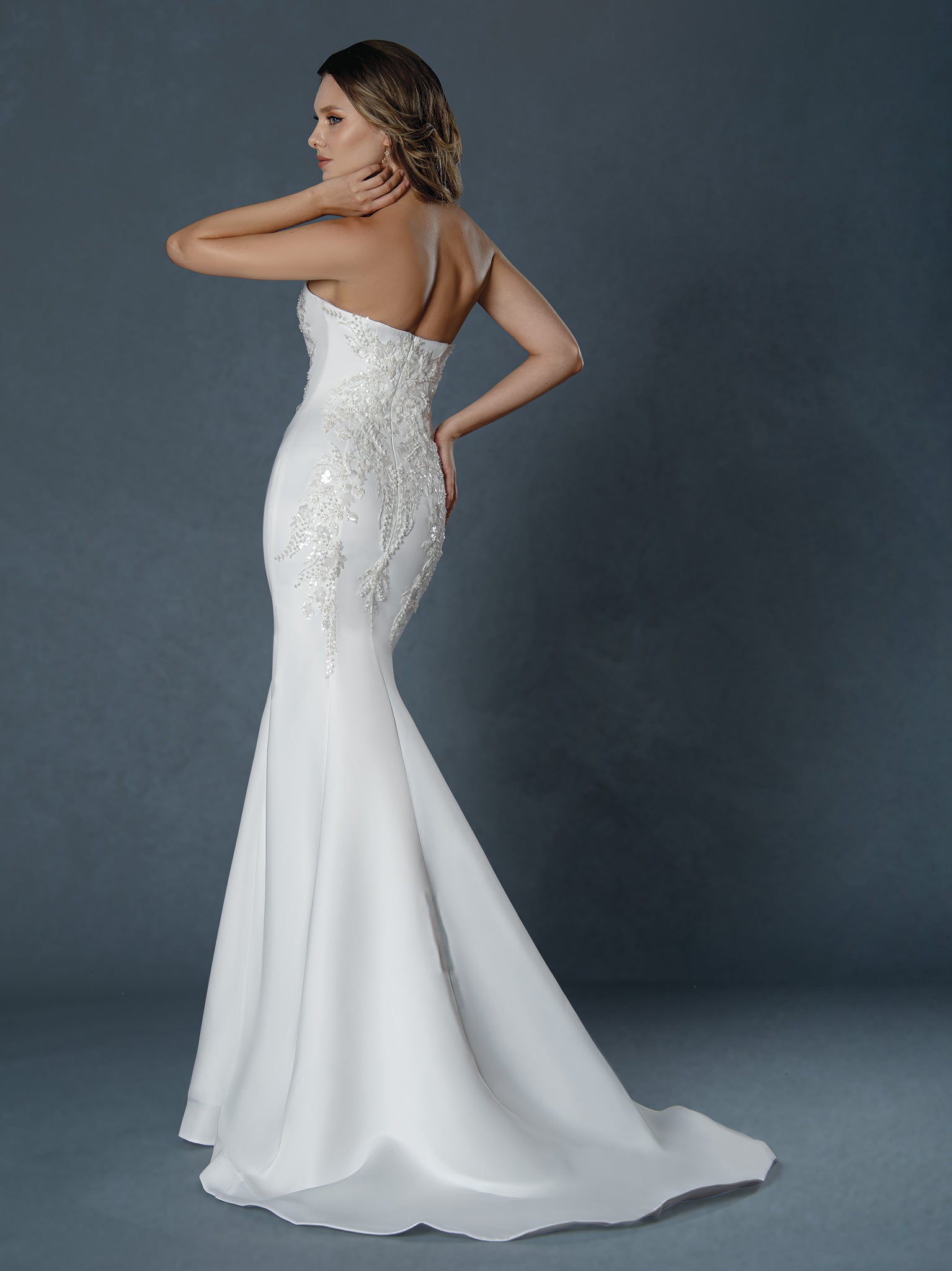 Wedding Dresses Long A Line Lace Beaded Wedding Dress Off White-Satin-25514-Mermaid
