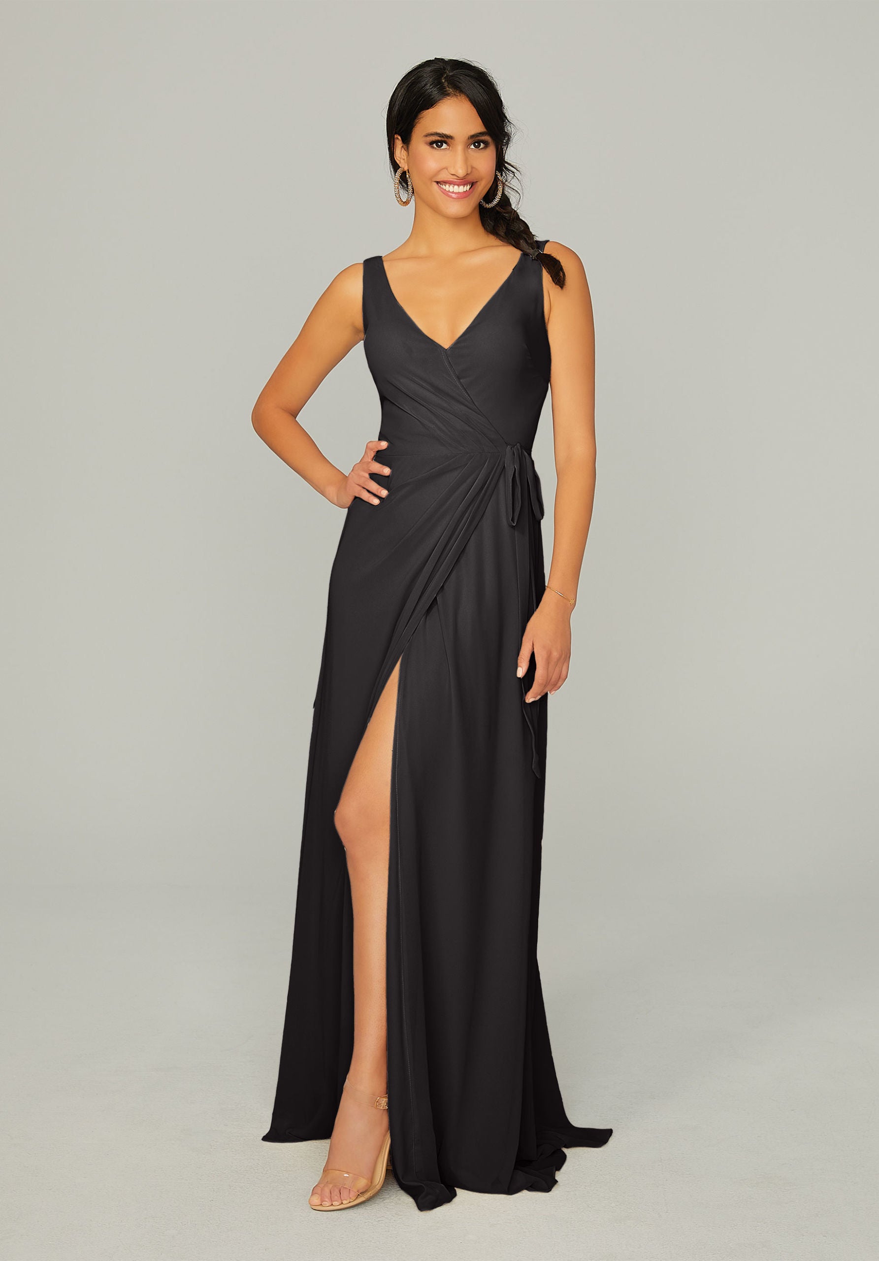Formal Dresses Long Formal Evening Slit Dress MGNY Madeline Gardner New York 21771 Black