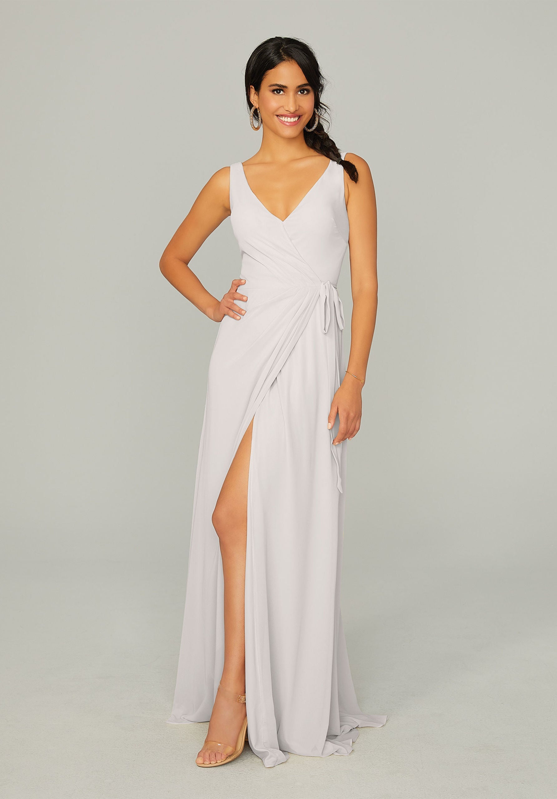 Formal Dresses Slit Long Formal Dress MGNY Madeline Gardner New York 21771 Silver