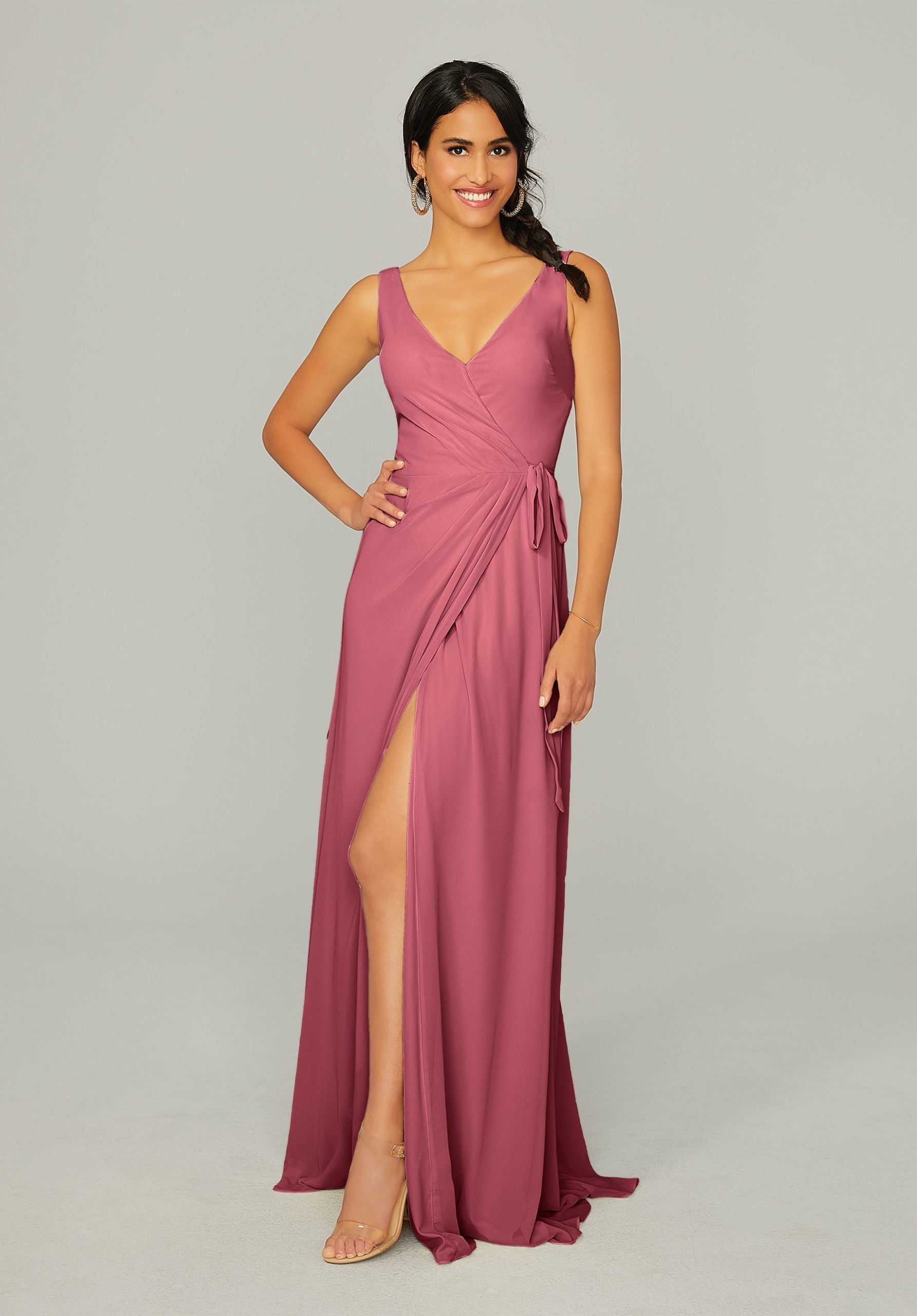 Formal Dresses Formal Long Slit Dress MGNY Madeline Gardner New York 21771 Rosewood