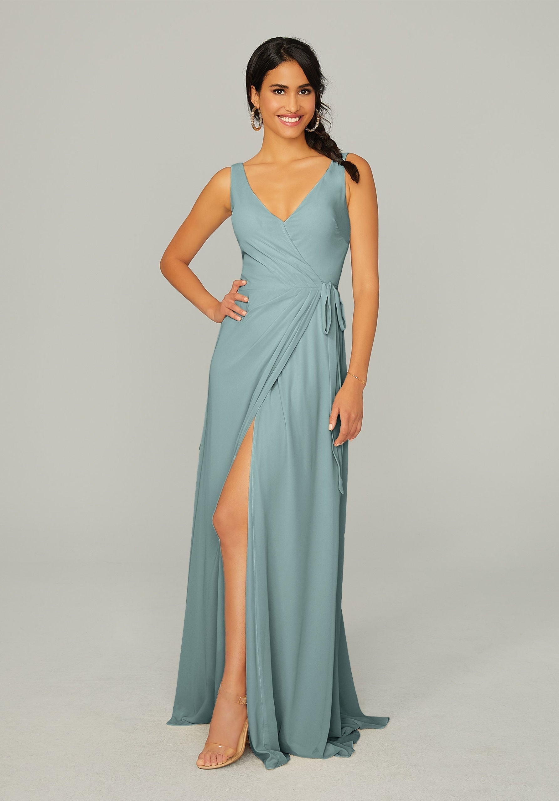 Formal Dresses Formal Long Slit Dress MGNY Madeline Gardner New York 21771 Deep Sea