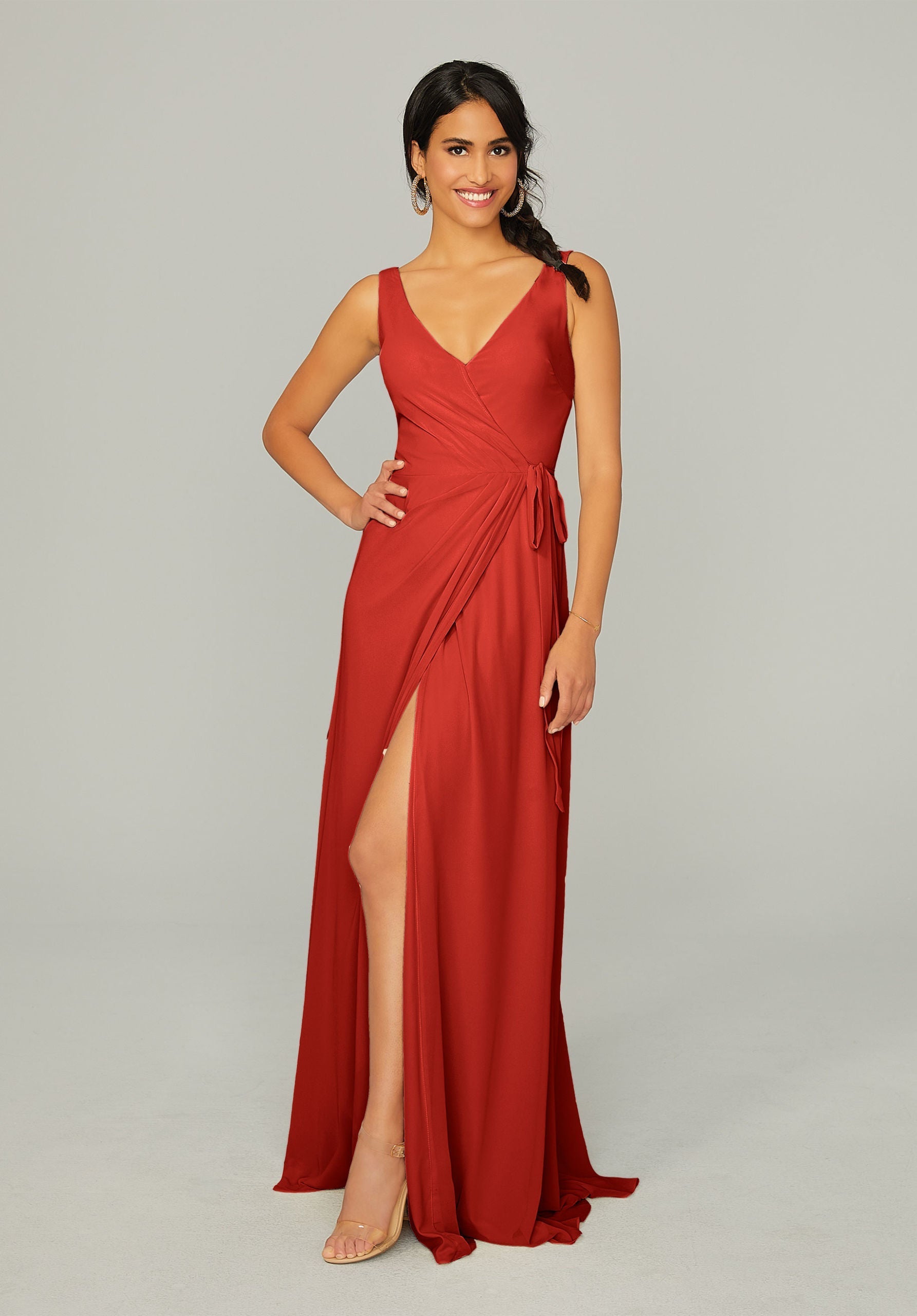 Formal Dresses Long Formal Slit Dress MGNY Madeline Gardner New York 21771 Cinnamon
