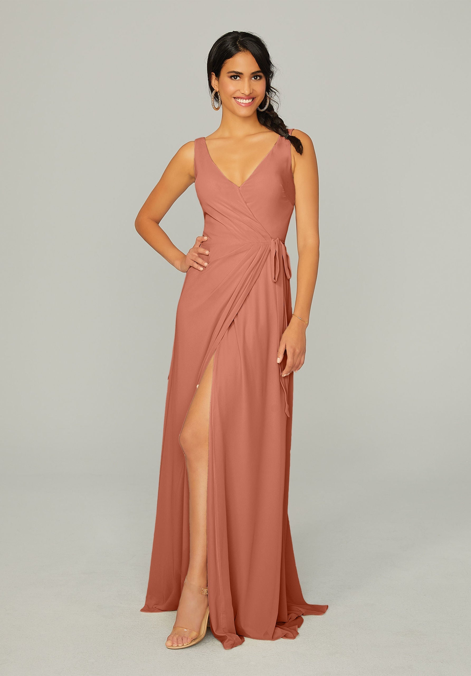 Formal Dresses Slit Long Formal Dress MGNY Madeline Gardner New York 21771 Spice