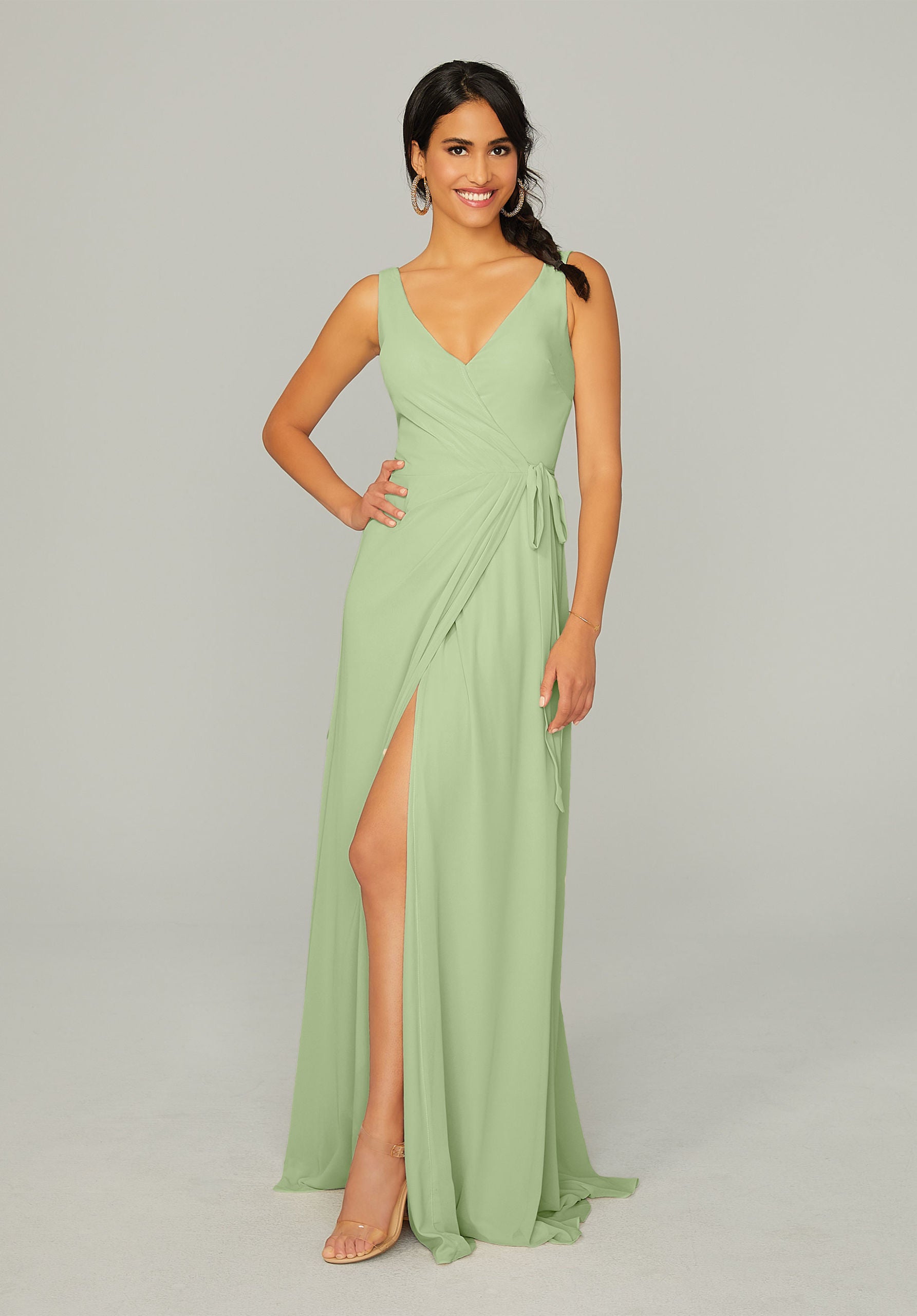 Formal Dresses Formal Long Slit Dress MGNY Madeline Gardner New York 21771 Sage